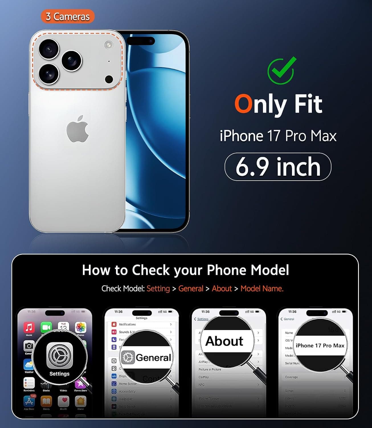 FNTCASE for iPhone 17 Pro-Max Case Compatible with Magsafe Clear Phonecase | Screen Protector, Military Grade Drop Protection, Slim Magnetic Phone Cases, Shockproof Bumper, Transparent Cell Cover