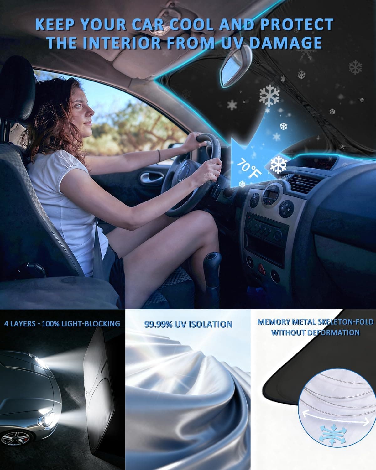 for Toyota Tacoma 2016-2024 2025 2026 Sun Shade Sunshade Windshield Cover | 4 Layers Front Window Shade Custom Fit Tacoma 2Dr 4Dr Pickup Sun Visor 240T Shade Blocks UV Rays Car Accessories