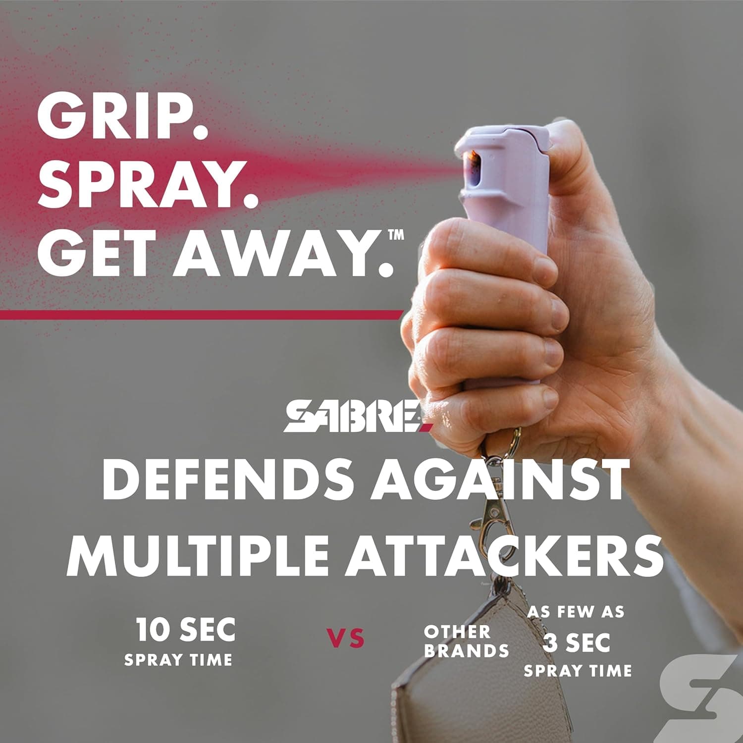 SABRE Pepper Spray & 2‑in‑1 Stun Gun with Flashlight Self Defense Kit – Fast Flip Top 10‑Second Safety Spray with Finger Grip & Keychain – Rechargeable Stun Gun, 1.60 µC Charge, 120‑Lumen LED Light