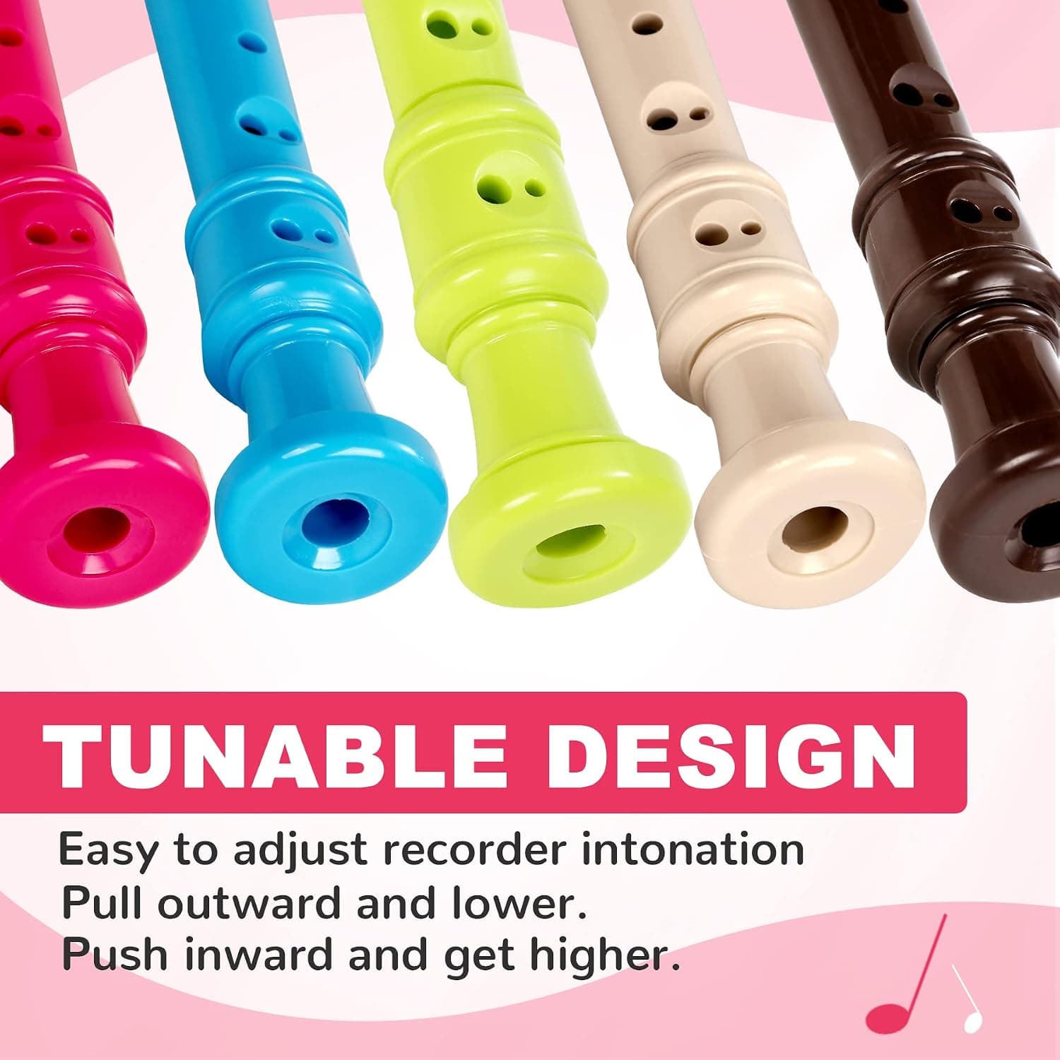 Soprano Recorder Instrument for Kids&Student - German Fingering 8 Hole Flute ABS Descant Recorders for Beginners with Cleaning Rod and Bag, Beige