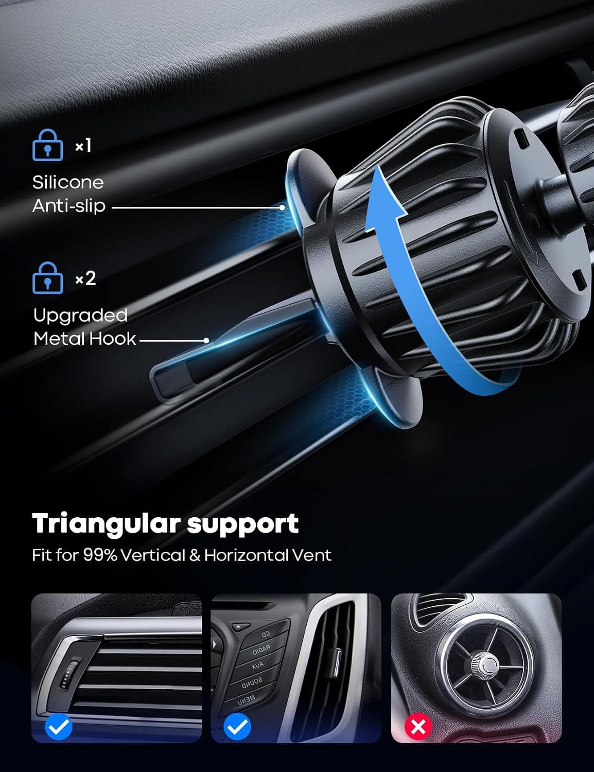 Lamicall for MagSafe Car Mount Vent 20 Super Magnets Accessories for iPhone | Magnetic Phone Holders for Your Car HandsFree Car Phone Holder Mount Air for Women Men Gift fit iPhone 17 16 15 Pro Max Black