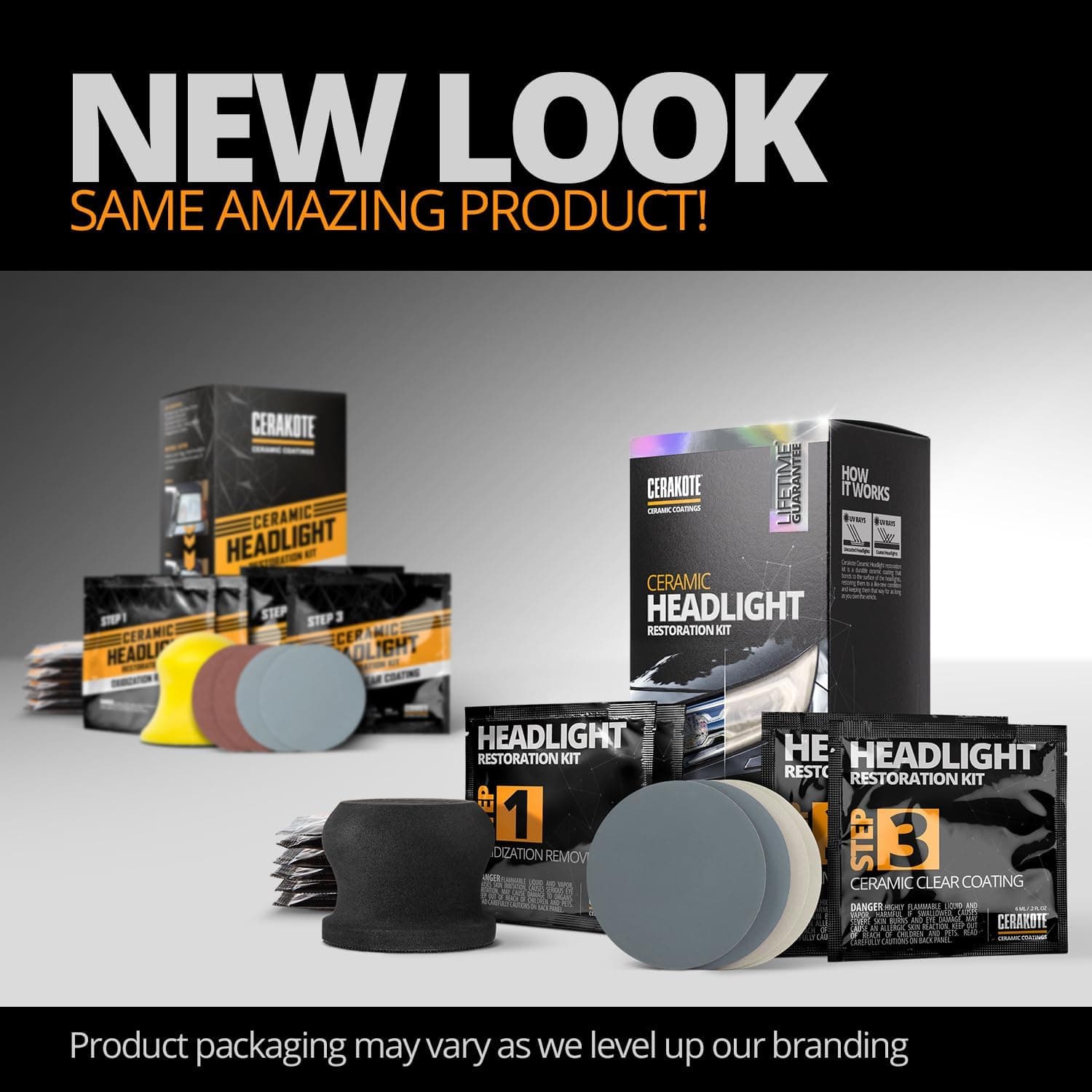 CERAKOTE® Ceramic Headlight Restoration Kit, No Power Tools, 10 Wipe Kit | Restores clouded, yellowed headlights, ceramic UV protection, 3-step wipe system, no power tools needed