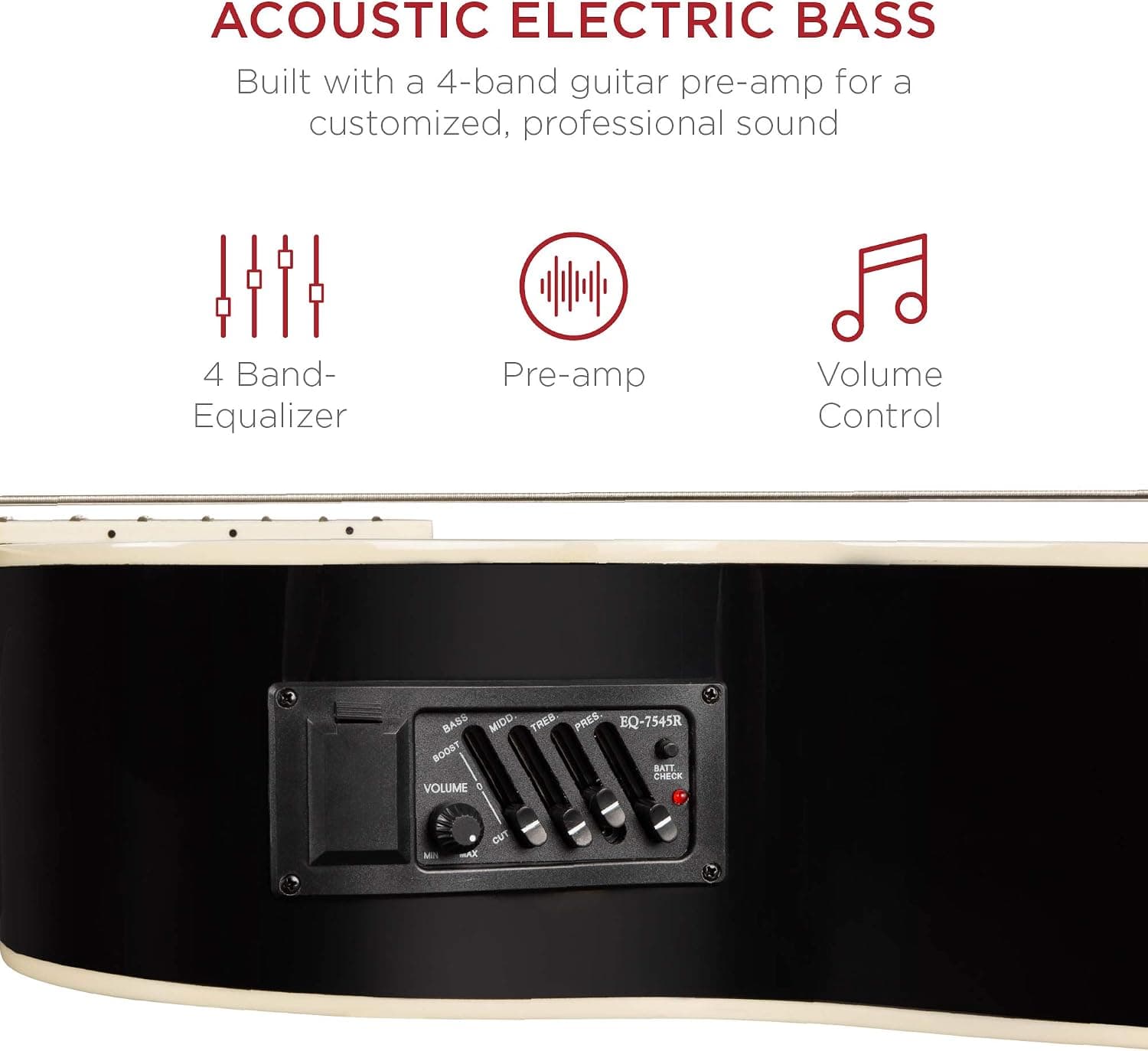Best Choice Products Acoustic Electric Bass Guitar, Full Size 4 String, Fretted Bass Guitar w/Padded Gig Bag - Black