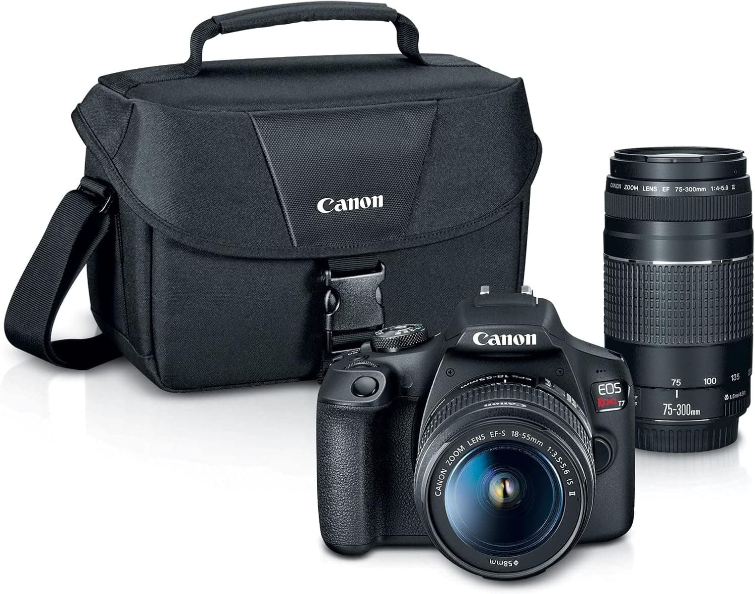 Canon EOS Rebel T7 DSLR Camera Double Zoom Lens Kit with EF-S 18-55mm and EF 75-300mm Lenses, 24.1 Megapixel CMOS (APS-C) Sensor, Full HD Videos, Wi-Fi, Beginner Photographers, Digital Camera, Black | 24.1 Megapixel CMOS (APS-C) Sensor, Full HD Videos, EF-S 18-55mm, EF 75-300mm Lenses, Wi-Fi