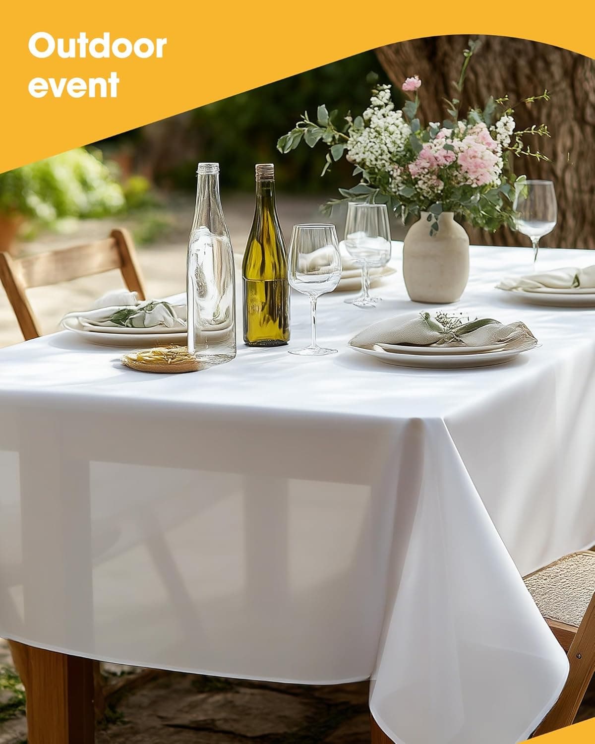 White Plastic Table Cloth - 4 Pack 54" × 108" Rectangle Disposable Tablecloths for 6FT Tables, Table Cover for Party, Holiday & Gathering Use | Rectangle, 6 ft Tables, Party Holiday Gathering