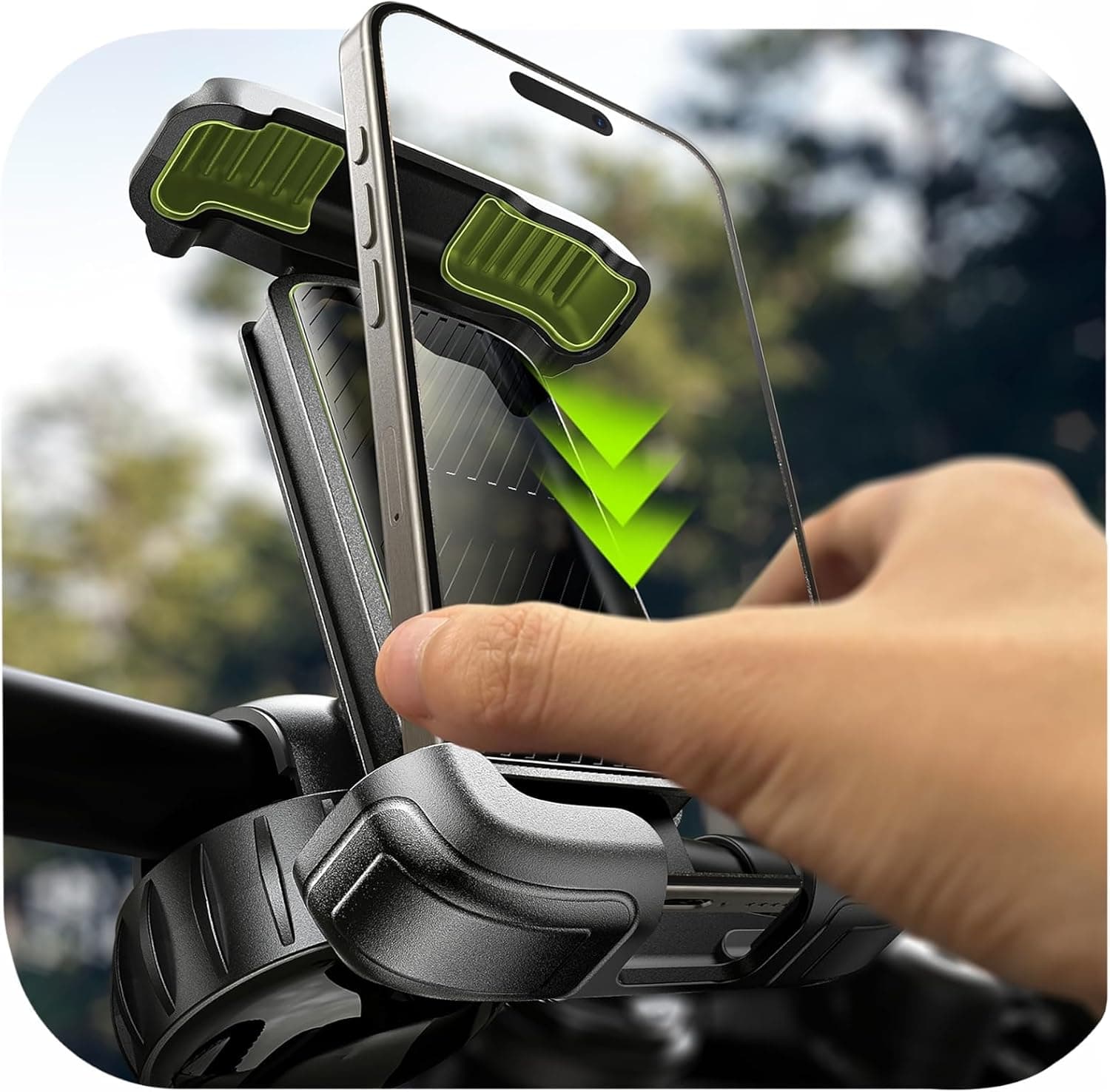 LISEN Bike Phone Holder, [Super Easy Install] Motorcycle Phone Mount Ebike Accessories Bicycle Handlebar Holder Mount Gifts for Adults Kids Men Mountain Mini Bike Scooter Gear Accessories, Black