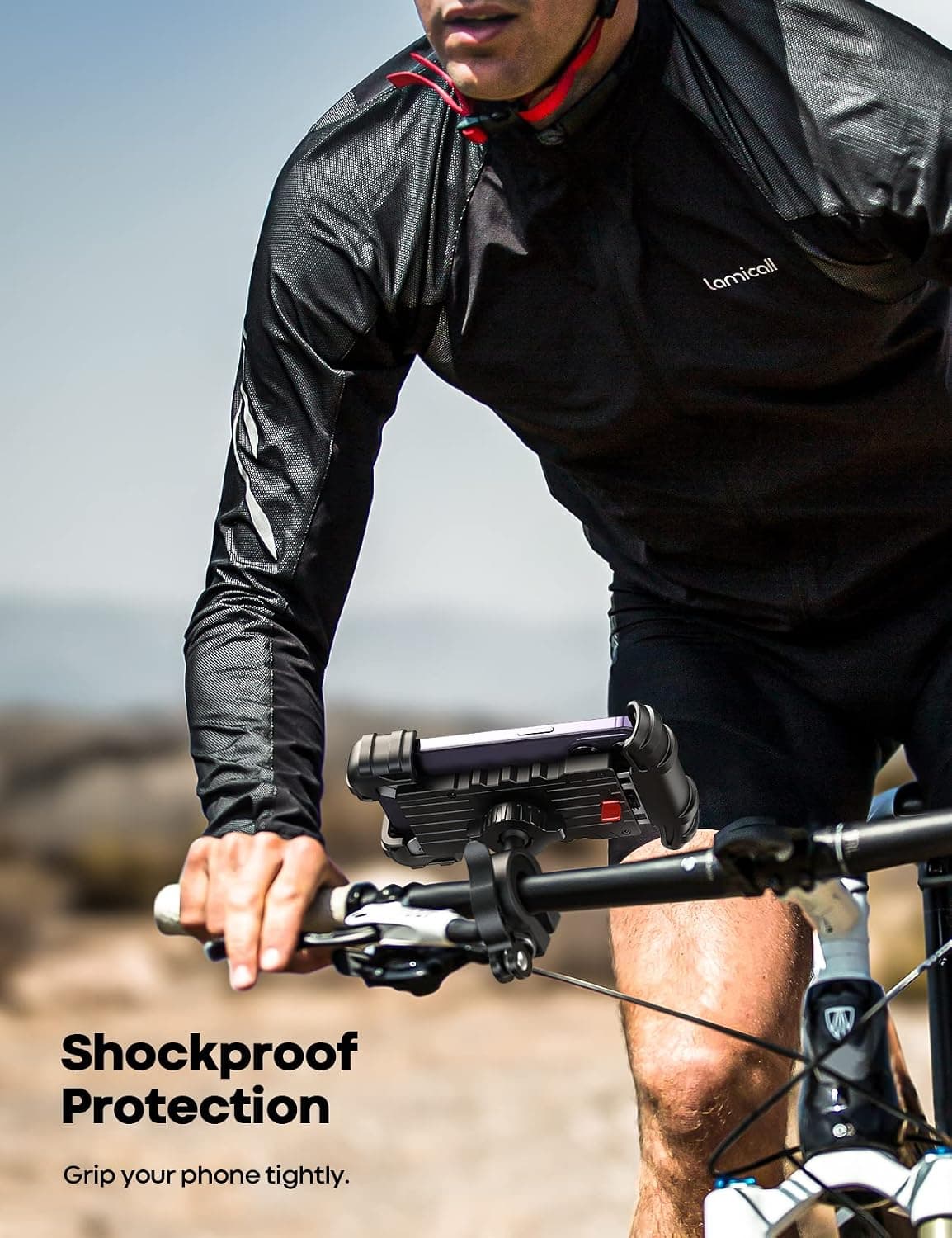 Lamicall Bike Phone Holder Motorcycle Mount - One-Hand Operation, Lockable | 360° Rotation Handlebar Clamp for 4.7-6.8" iPhone 17 Pro Max Air, Rubber Protect, Road Mountain Bike E-Bike Scooter Holder