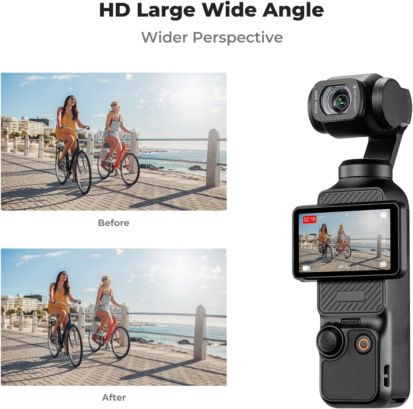 K&F CONCEPT Magnetic Wide-Angle Lens | Compatible with DJI Osmo Pocket 4 & Pocket 3, Xtra Muse, Multi-coated, Optical Glass, FD161