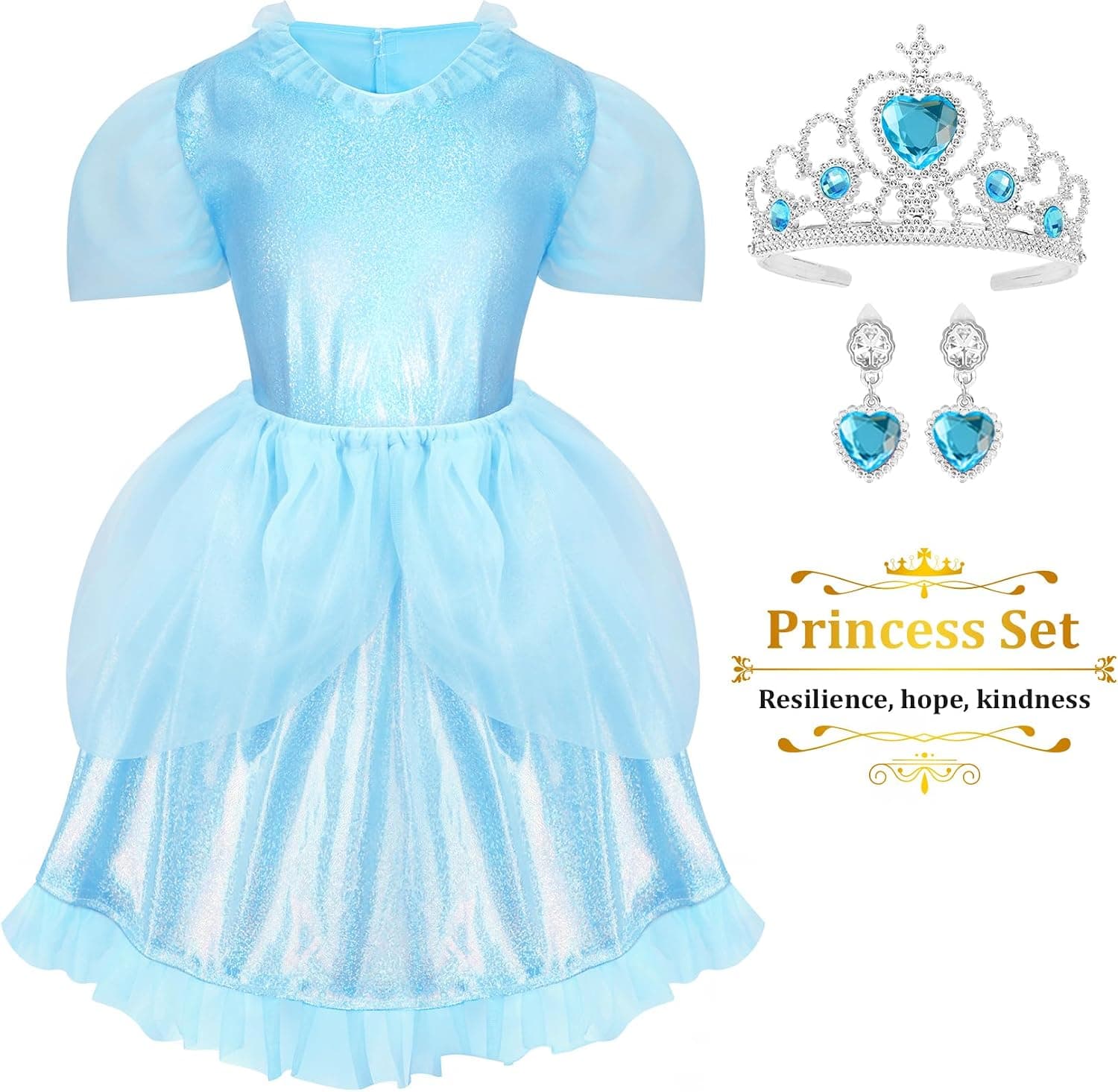 LIMIROLER Princess Dress Up Clothes for Little Girl Role Play Costume Gift Set Princess Dress Up Toys for Toddler Girls