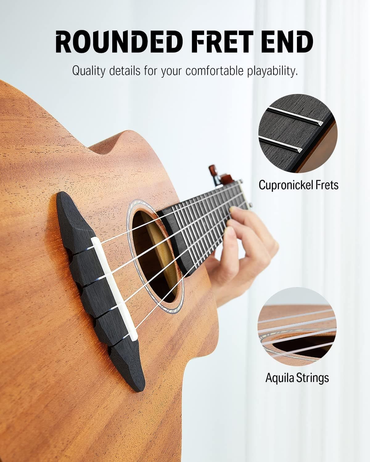 Donner Concert Ukulele Beginner Mahogany 23 Inch Ukelele Kit with Free Online Lesson Gig Bag Strap Nylon String Tuner Picks Cloth DUC-1 Gift Choice