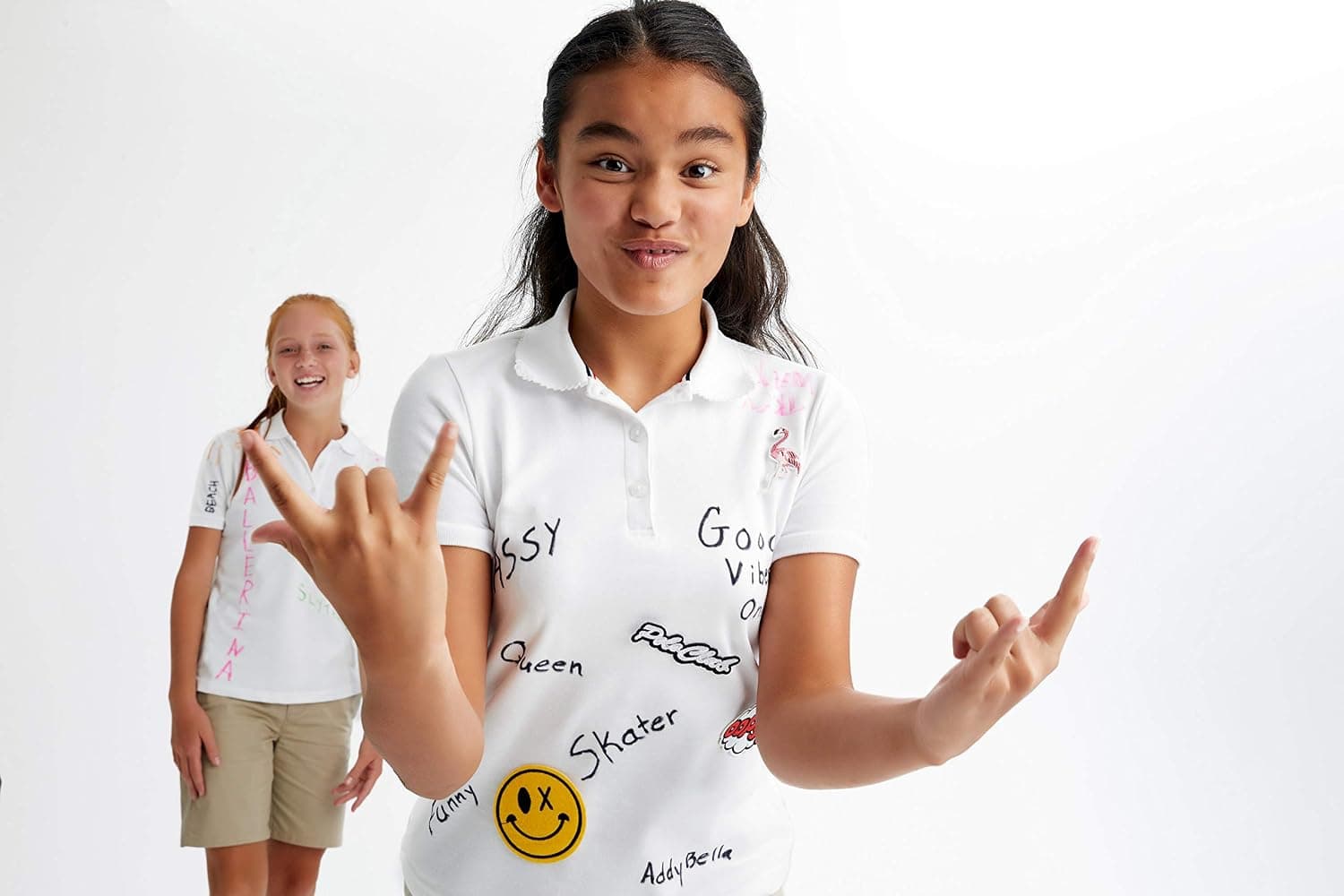 French Toast Girls' Short Sleeve Picot Collar Polo School Uniform Shirt (Standard and Plus)