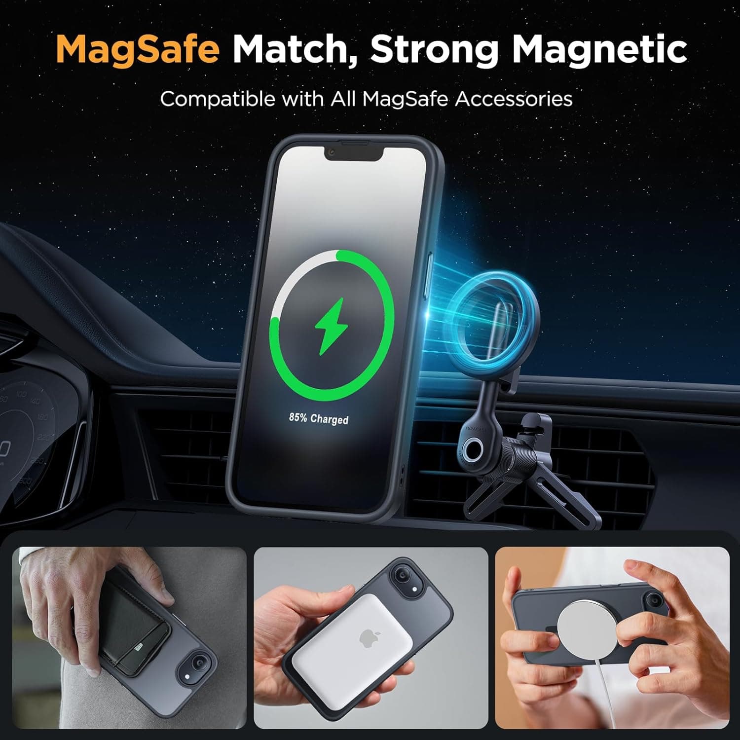 miracase for iPhone 16e case & iPhone 17e Case for MagSafe [with 2×9H+ Screen Protectors] TOP Military-Grade Protection Shockproof with Velvet Touch for iPhone 16e/17e Phone Case 6.1", Matte Black