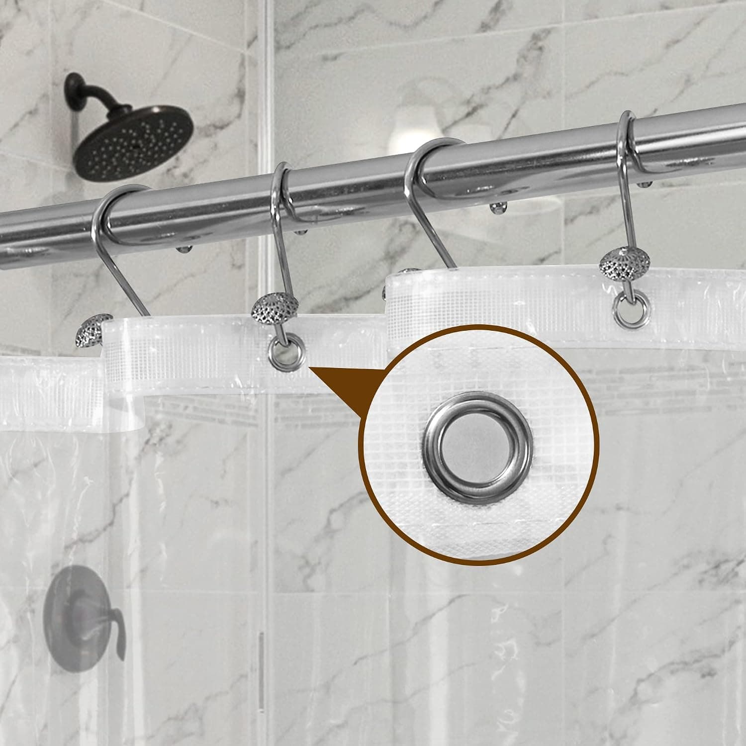 Barossa Design Premium Shower Curtain Liner Standard Size, Clear | Oeko-tex Certified, Rustproof Grommets, 3 Bottom Magnets, Waterproof PEVA, Cute Lightweight Bathroom Curtain