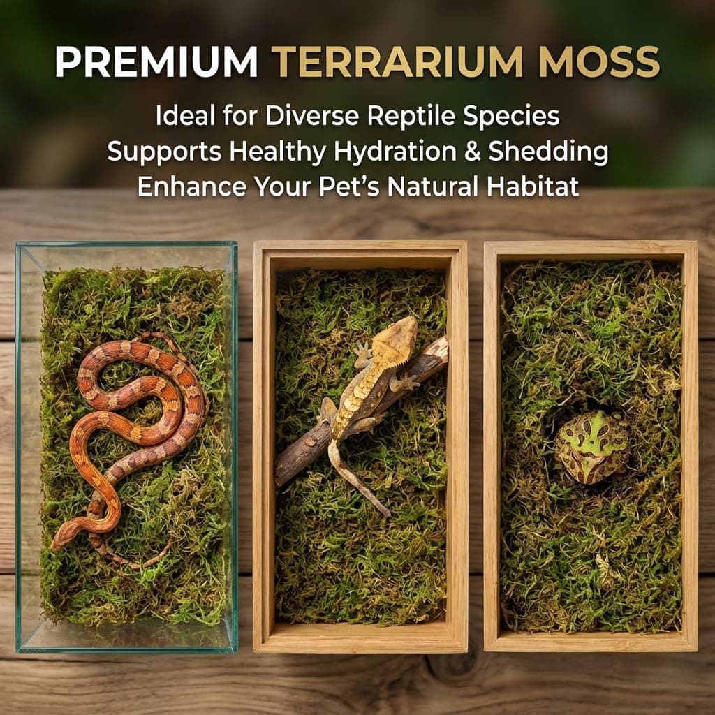 Sukh Sphagnum Moss for Reptiles - Green Terrarium Moss Substrate, 5oz | Habitat Bedding for Gecko, Snake, Turtle, Frog, Bearded Dragon, Jumping Spider, Chameleon, Enclosure & Tank Accessories Decor