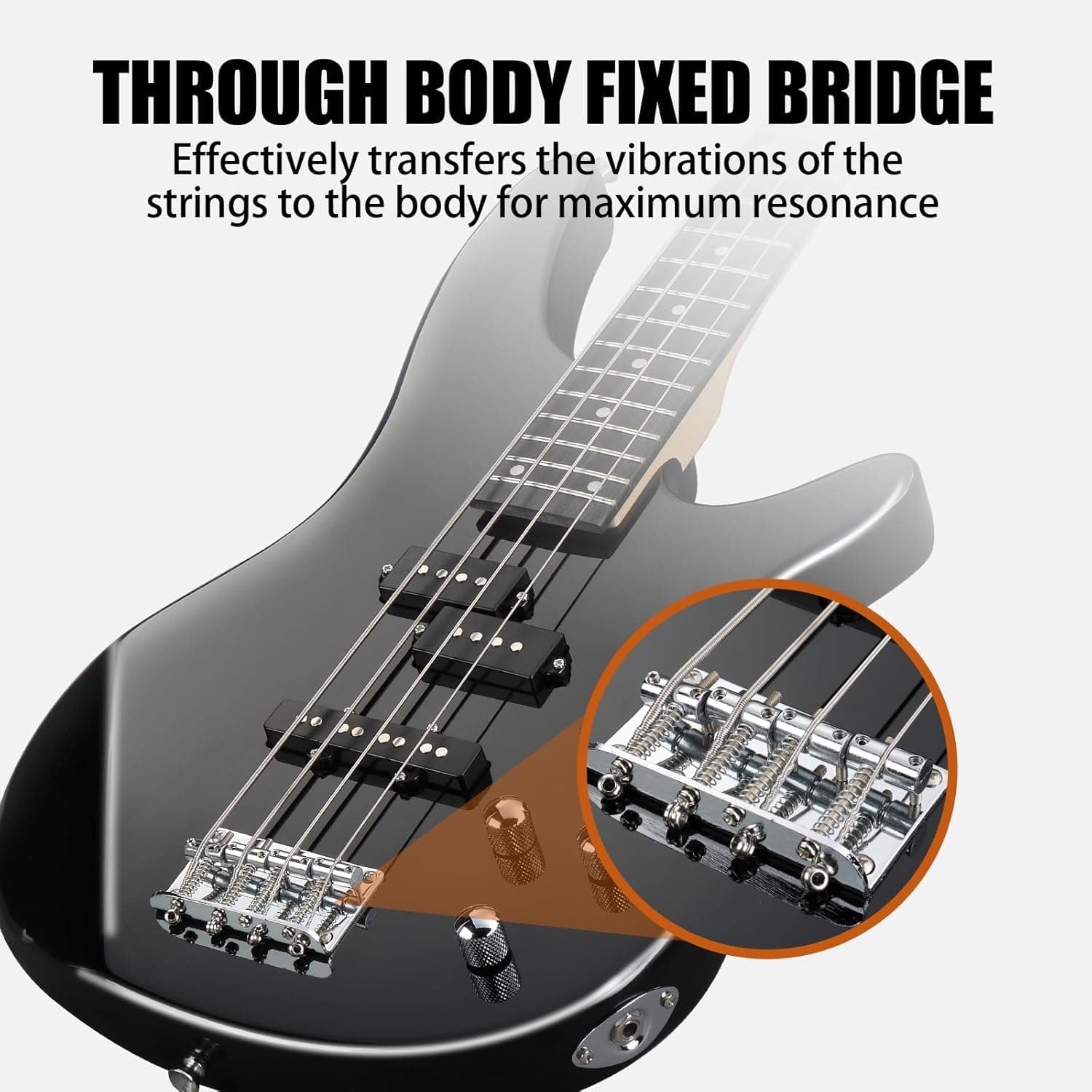 Ktaxon Electric Bass Guitar 4 String Bass Guitar Kit-Black | Full Equipment with 20 Watt Amplifier | PJ Type Pickup, Naturally Air-dried Maple Neck, Rosewood Fretboard & Basswood Body