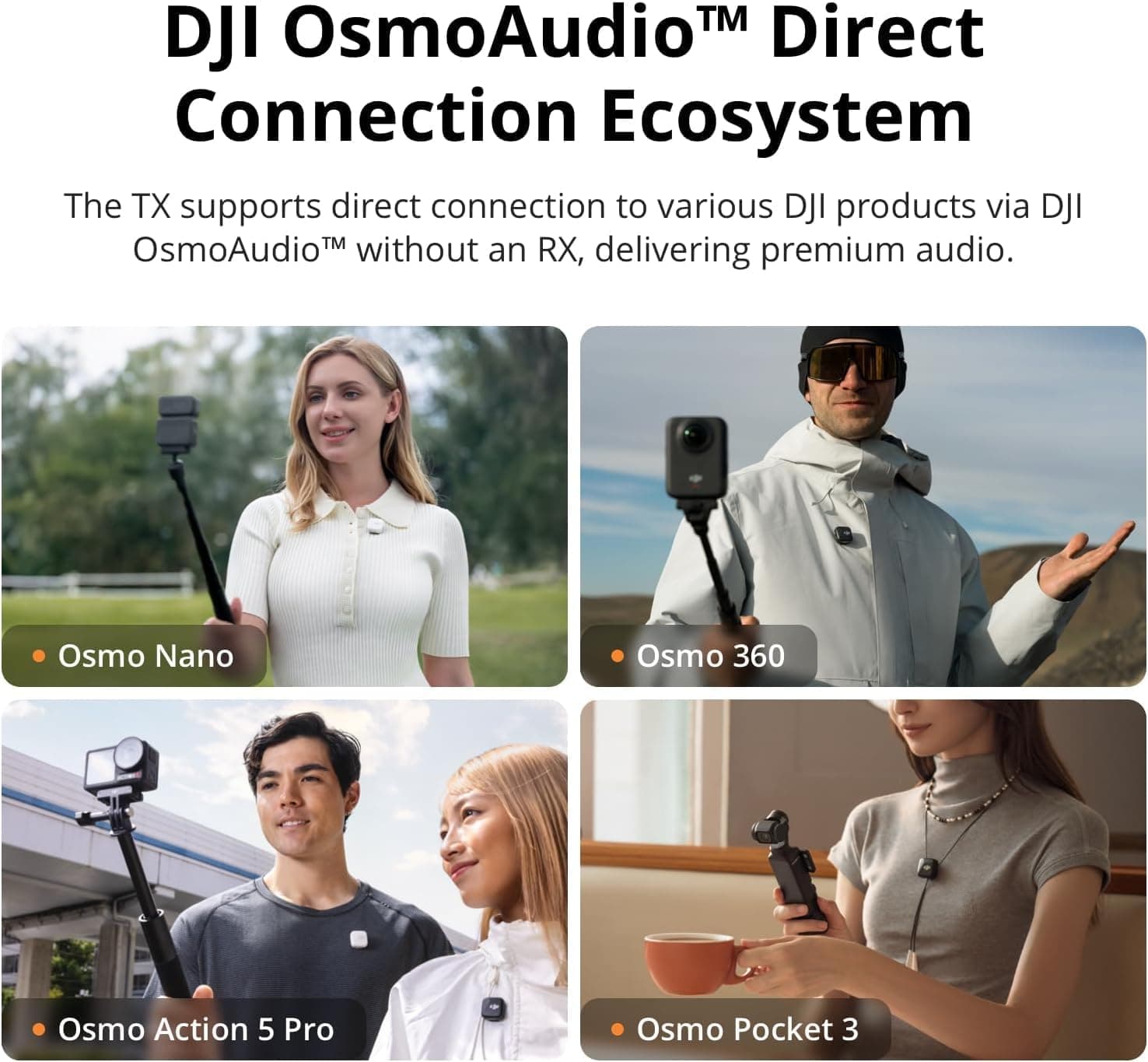 DJI Mic Mini (2 TX + 1 Mobile RX), Ultralight, Active Noise Cancelling | Wireless Lavalier Microphone for iPhone 17/16/15 & Android/PC/Tablet, Plug-and-Play, 300m Transmission, Youtube, Vlog