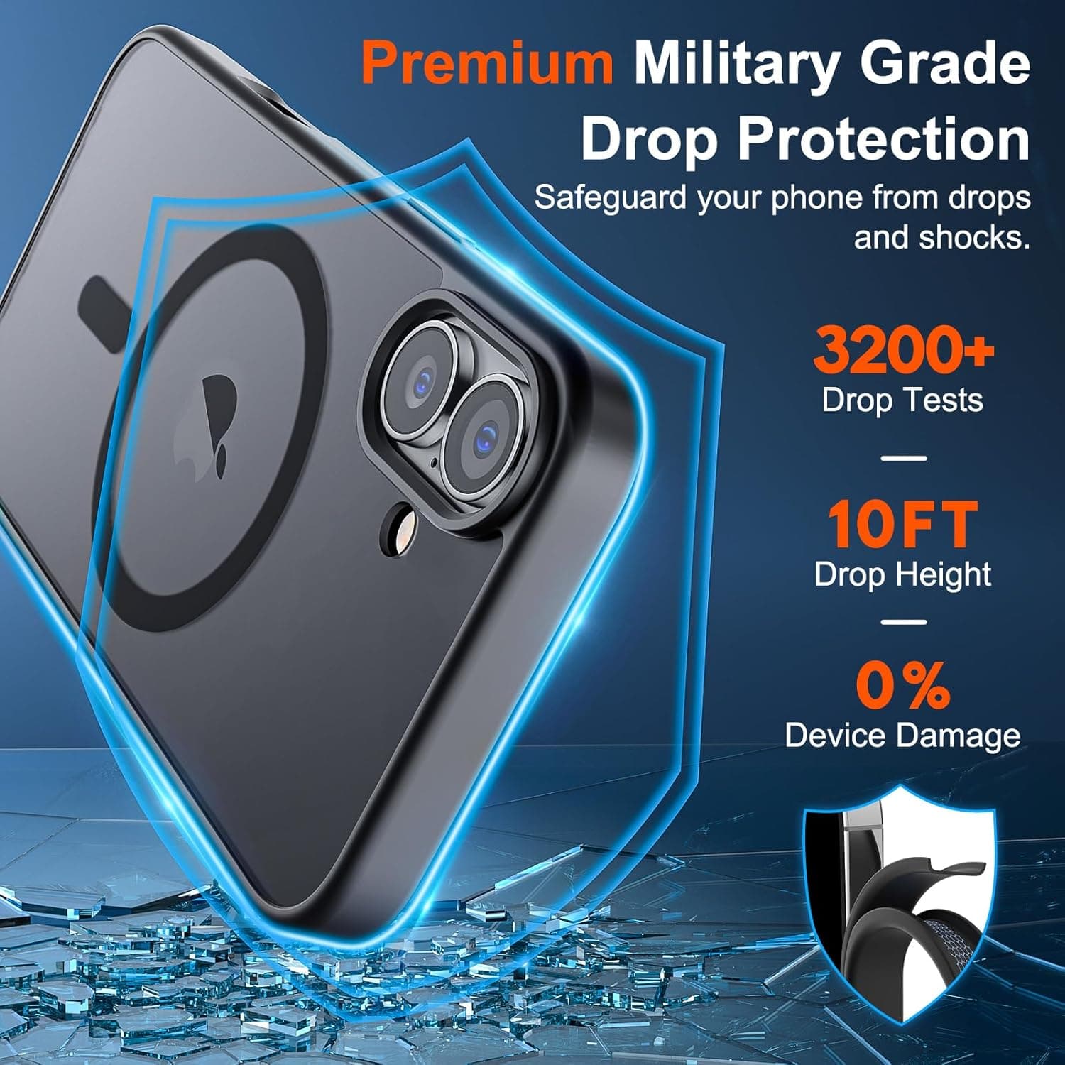SUPFINE Magnetic for iPhone 17 Case Black with Screen Protector | Translucent Matte Phone Cover, Compatible with MagSafe, Military Grade Drop Proof, Rugged Shockproof Protective