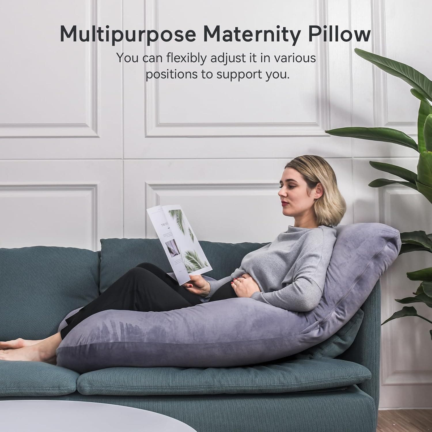 Momcozy Pregnancy Pillow for Sleeping - U Shaped Full Body Maternity Pillow | Removable Cover, Support for Back, Legs, Belly, Hips for Pregnant Women, Side Sleeper, Pregnancy Gifts & Essentials, 57 Inch
