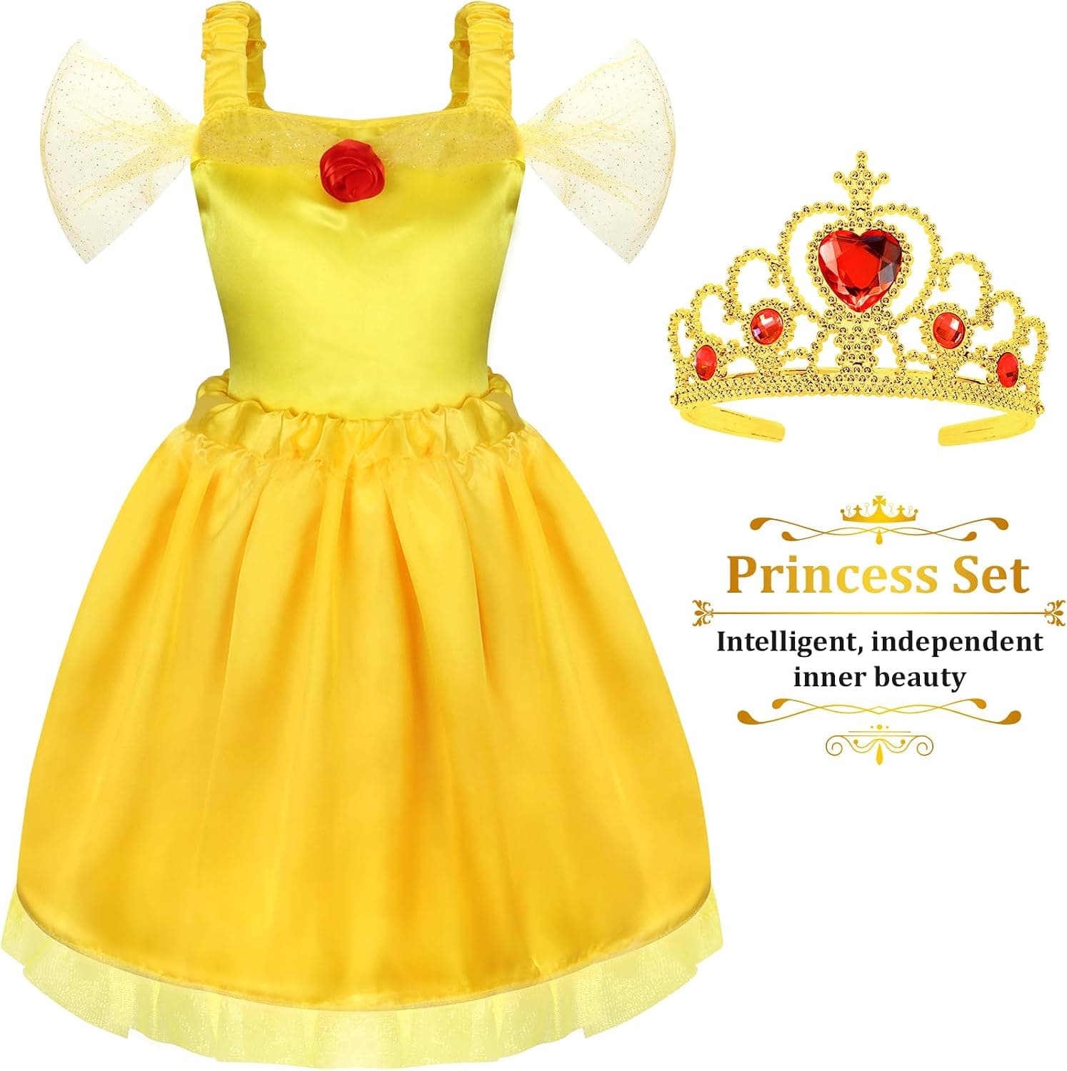 LIMIROLER Princess Dress Up Clothes for Little Girl Role Play Costume Gift Set Princess Dress Up Toys for Toddler Girls