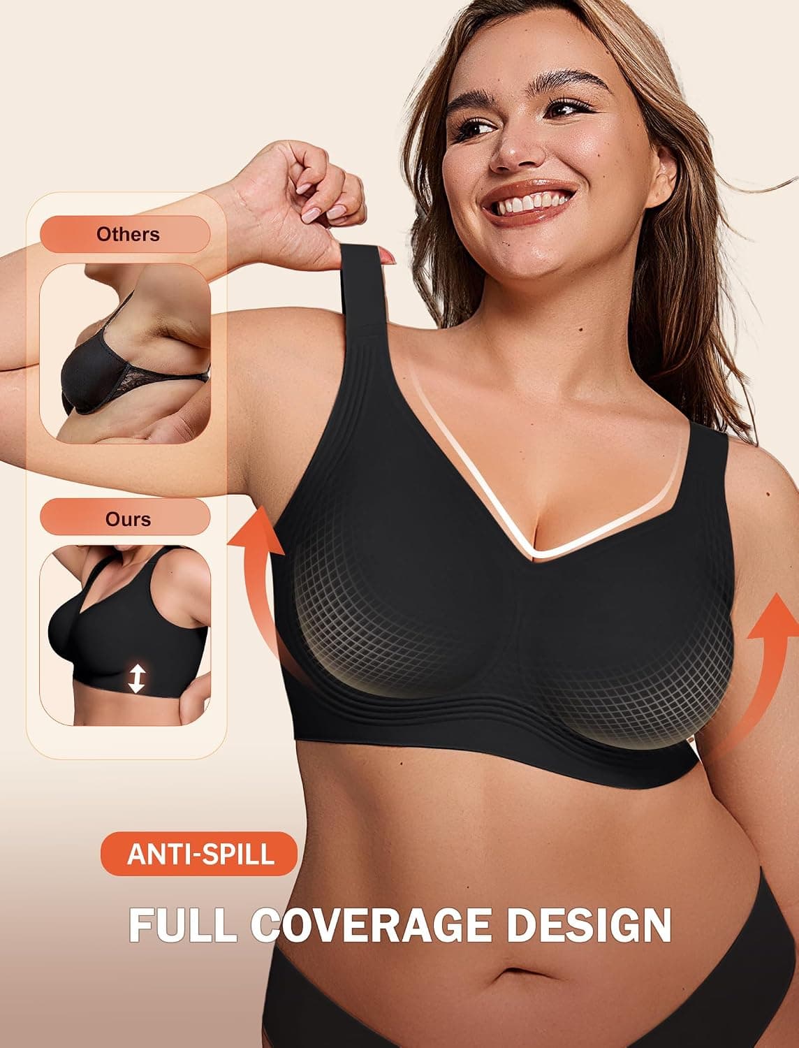 LetsJoli Jelly Bras for Women No Underwire Plus Size Push Up Supportive | Full Coverage, Wireless Support Lift, For Older Women Large Breasts, Minimizer, Seamless Everyday Bra