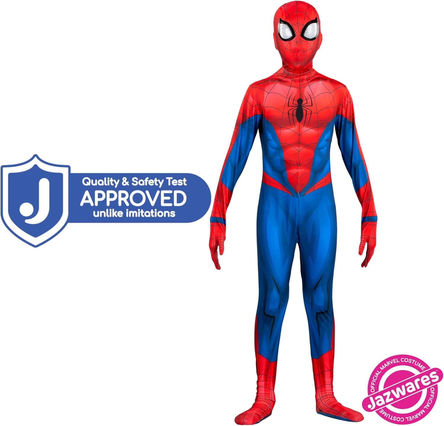 Marvel Spider-Man Official Youth Deluxe Zentai Costume - Deluxe Two-Way Stretch Spandex with Invisible Zippers and Wrist Openings for Added Convenience (S)