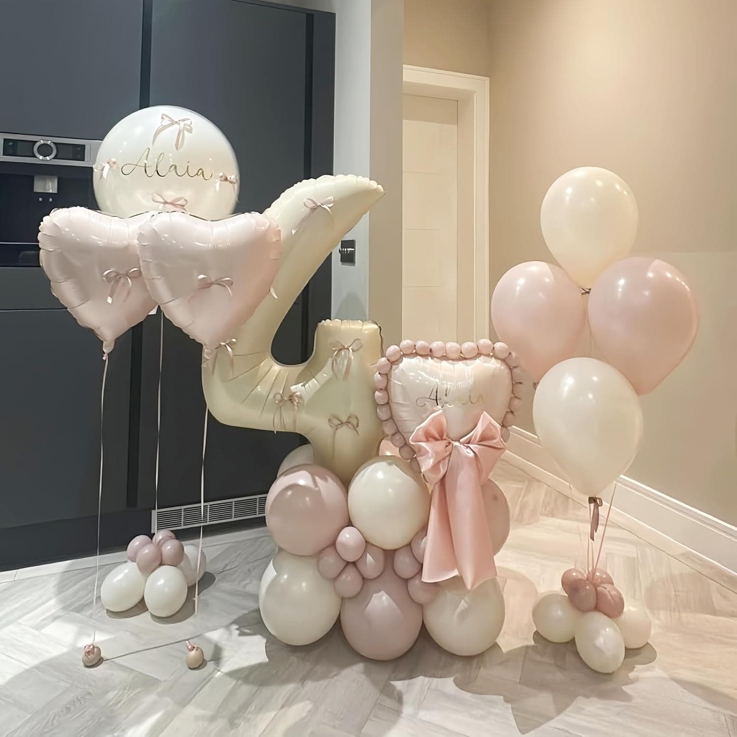 40 Inch Beige Number 1 Balloon for Fun to be One 1st Birthday Decorations | Large Cream White Helium Foil Number Balloons 0-9 Self Inflating for Boys Girls One Silly Goose Party Anniversary Supplies