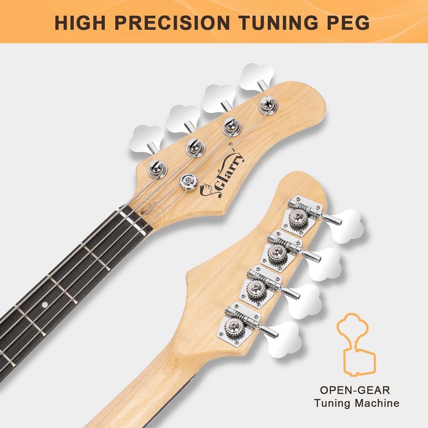 GLARRY Full Size Electric Bass Guitar Beginner Kit 4 String Exquisite Basswood Bass with 20W AMP, Cable, Strap, Bag and Accessories (Dark Blue, 39"Right Handed)