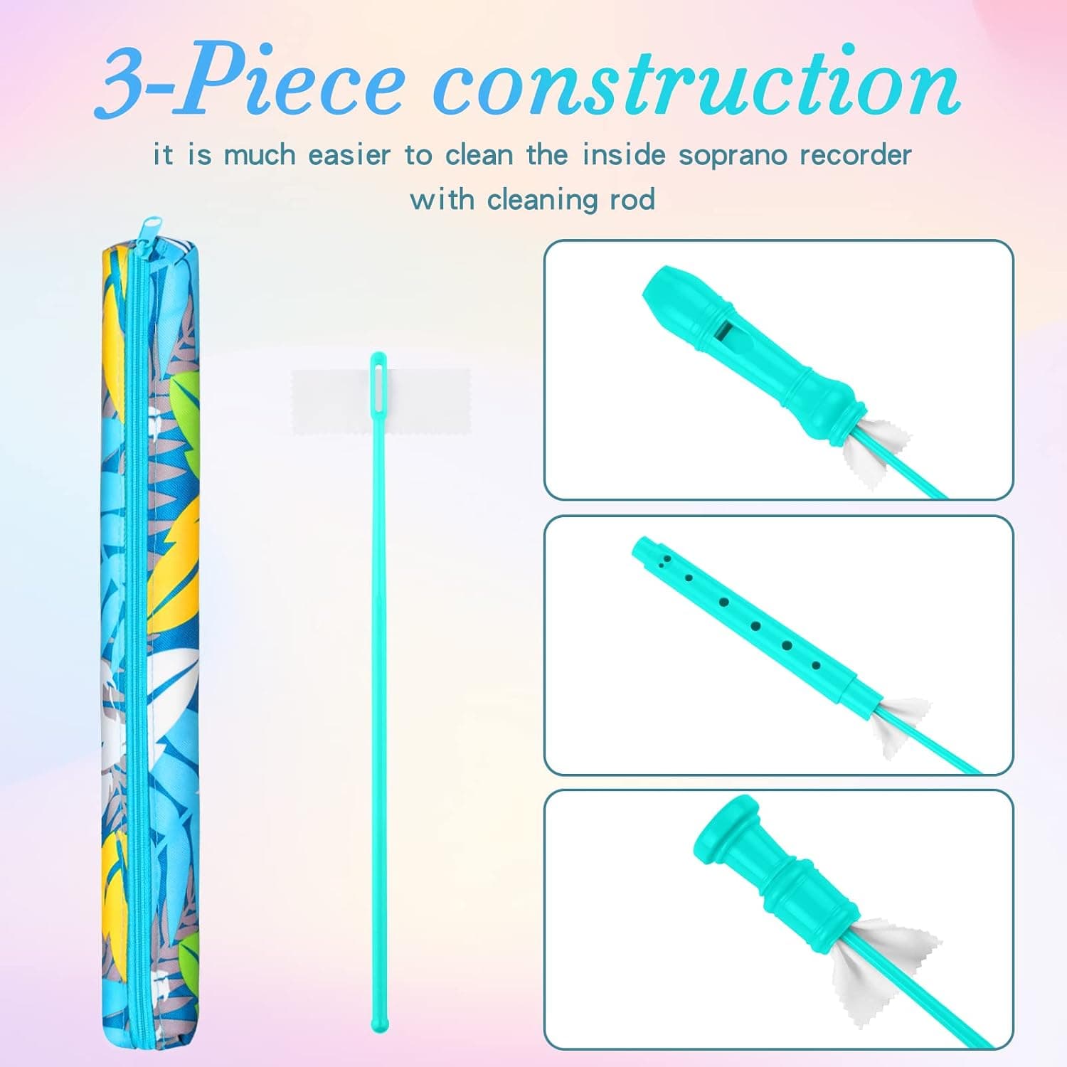 Descant Soprano Recorder Music Recorder Instrument for Kids Flute Kids Recorder with Cleaning Rod + Case Bag…
