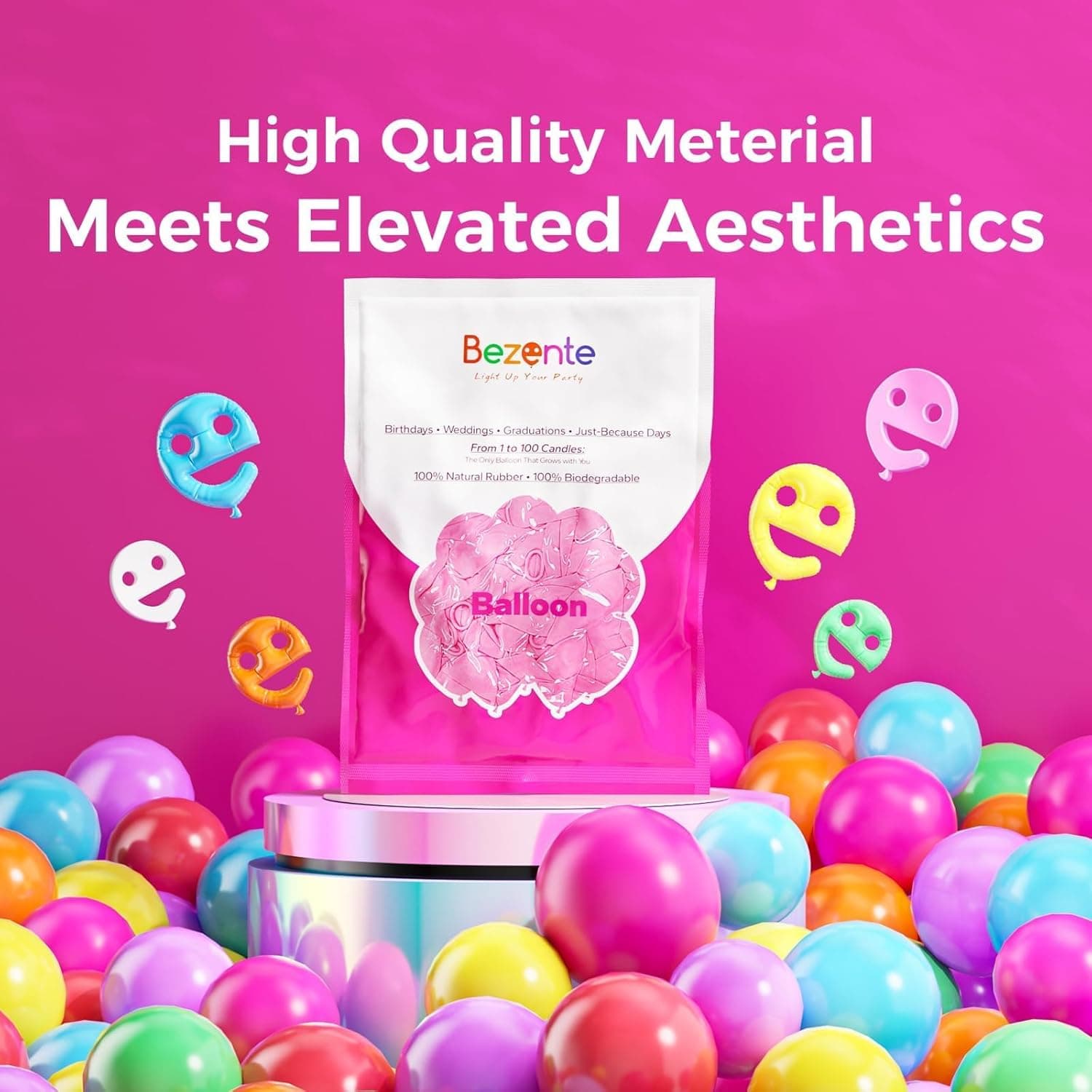 Assorted Latex Rainbow Balloons 100 Pack 12 inch | Bright Color Balloons for Birthday Bridal Shower Wedding Party Decorations