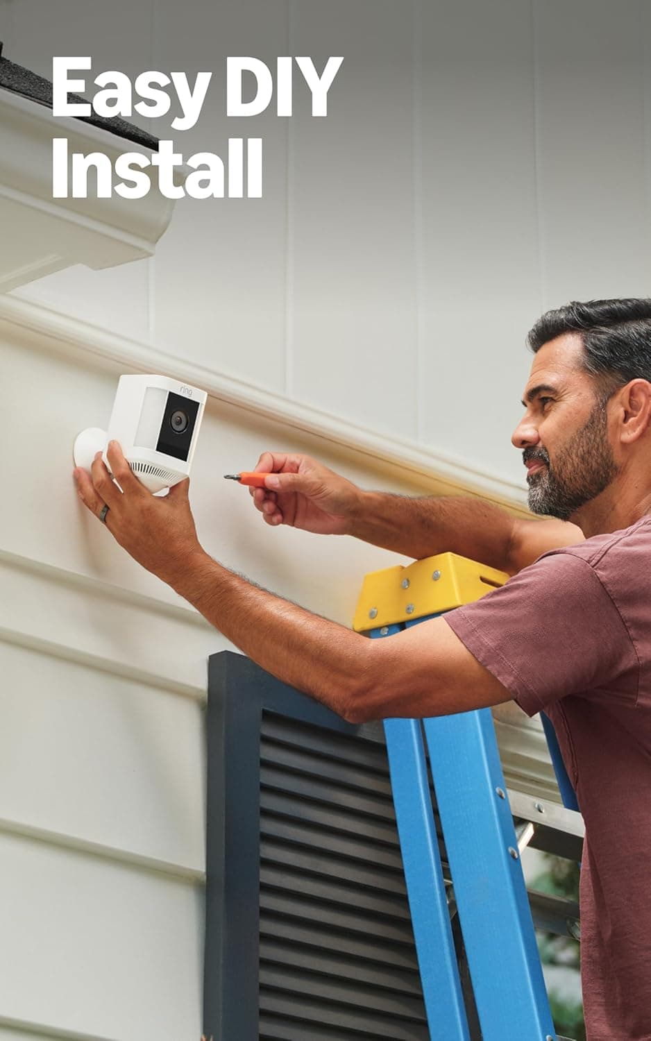 Ring Spotlight Cam Plus, Battery, Home or business security with HD video, Two-Way Talk, Color Night Vision, and Security Siren, White