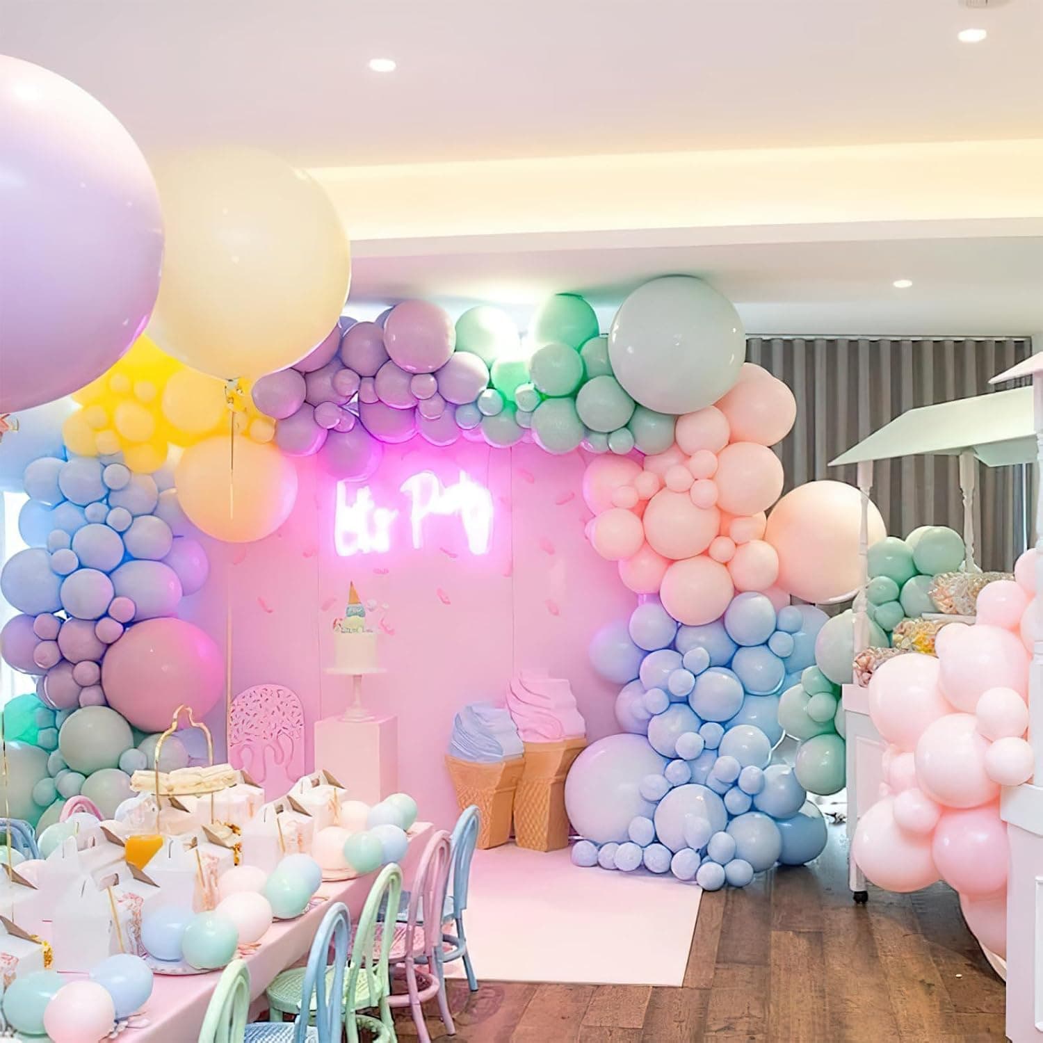 PartyWoo Pastel Rainbow Balloons 100pcs Latex Helium Balloons 12 Inch | Baby Shower Gender Reveal Engagement Bachelorette Easter Bridal Anniversary Retirement Party Decorations