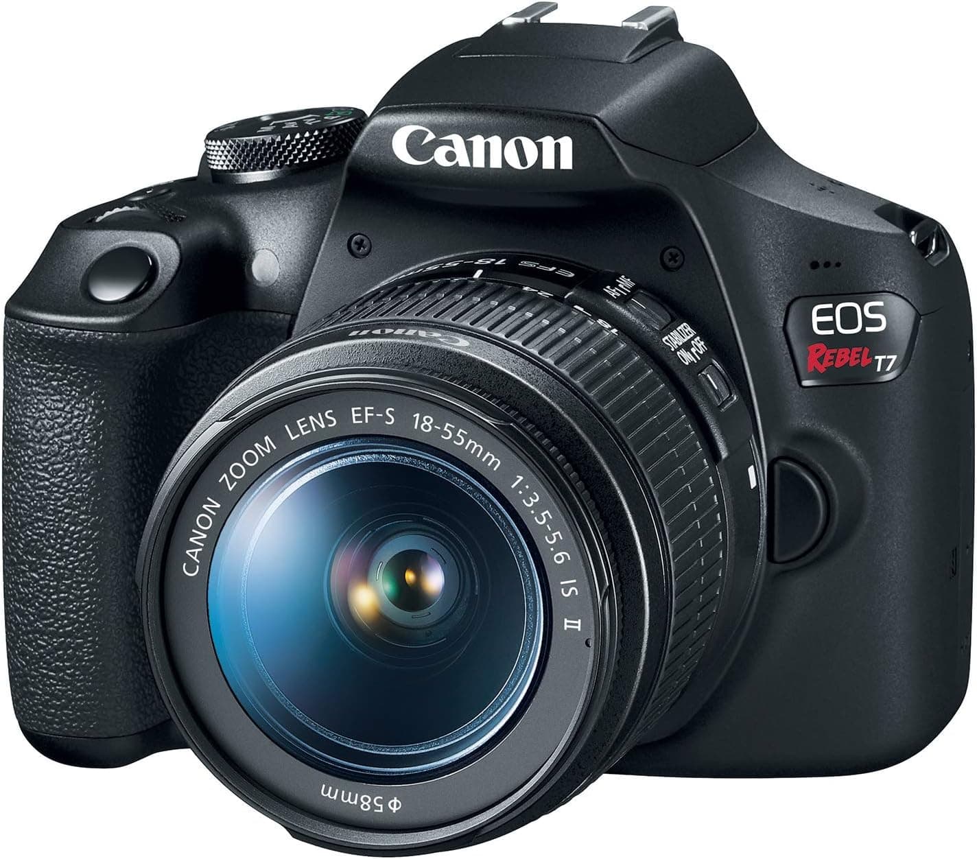 Canon EOS Rebel T7 DSLR Camera with 18-55mm Lens (Black) (Renewed) | 18-55mm