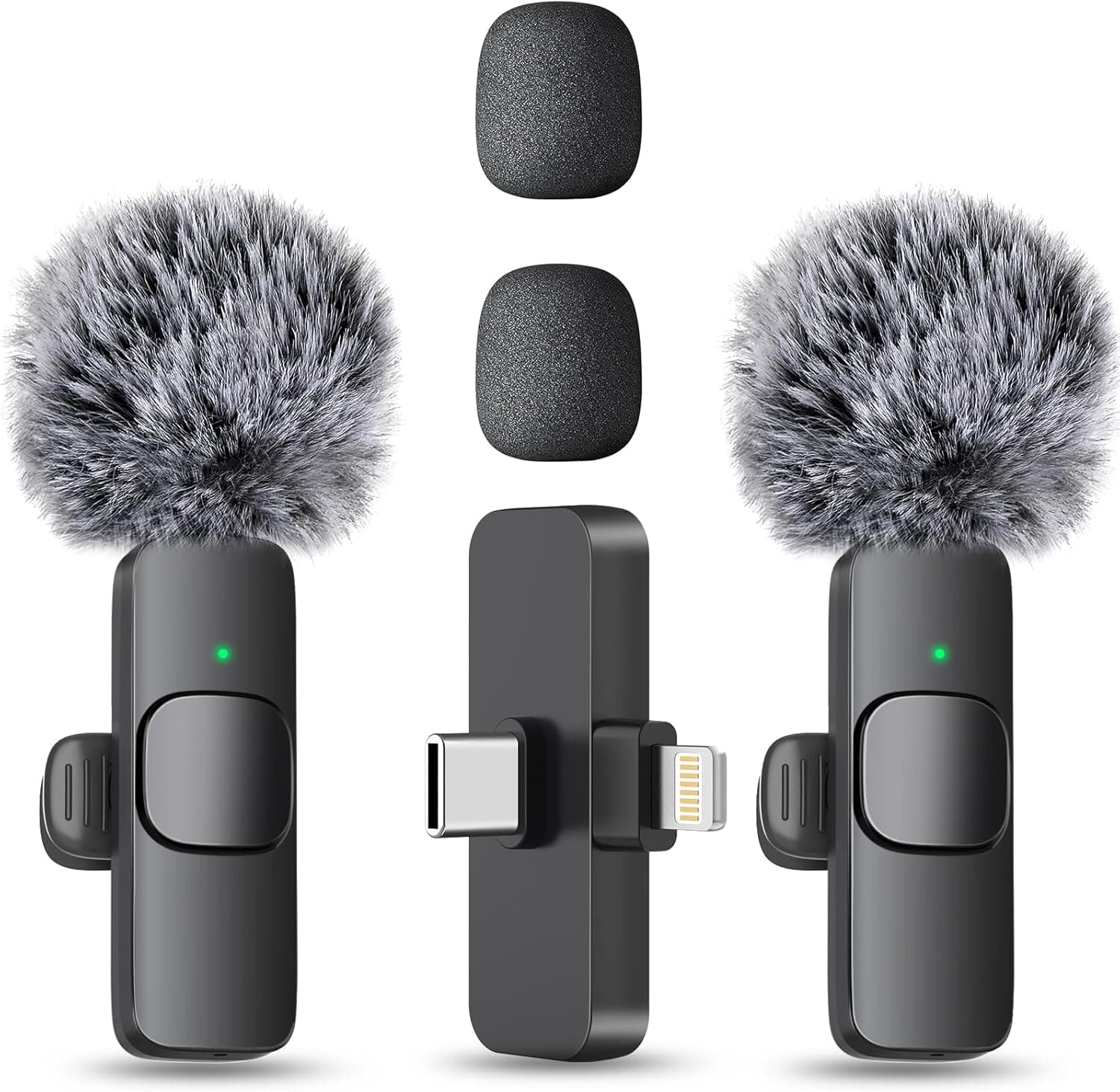 MAYBESTA Wireless Mini Microphone for iPhone, Android Phone - 2 Pack Lavalier Lapel Mic for Audio Video Recording - Clip on Content Creator Microphones for YouTube Tiktok Podcast Vlogging