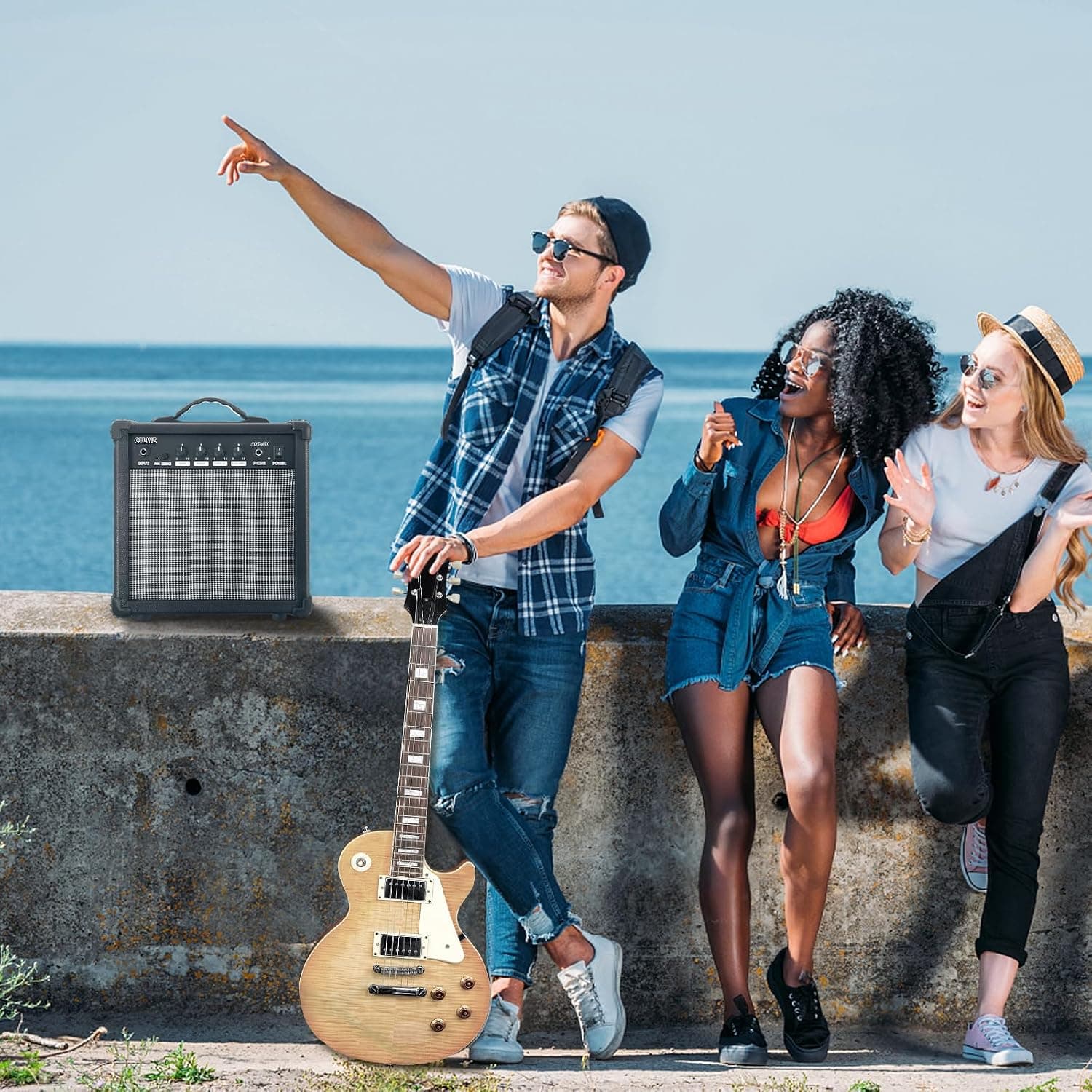 Electric Guitar Amp 20 Watt Amplifier Portable Amp with Headphone Input Gain Powe Including Professional Noise Reduction Cable （Black）