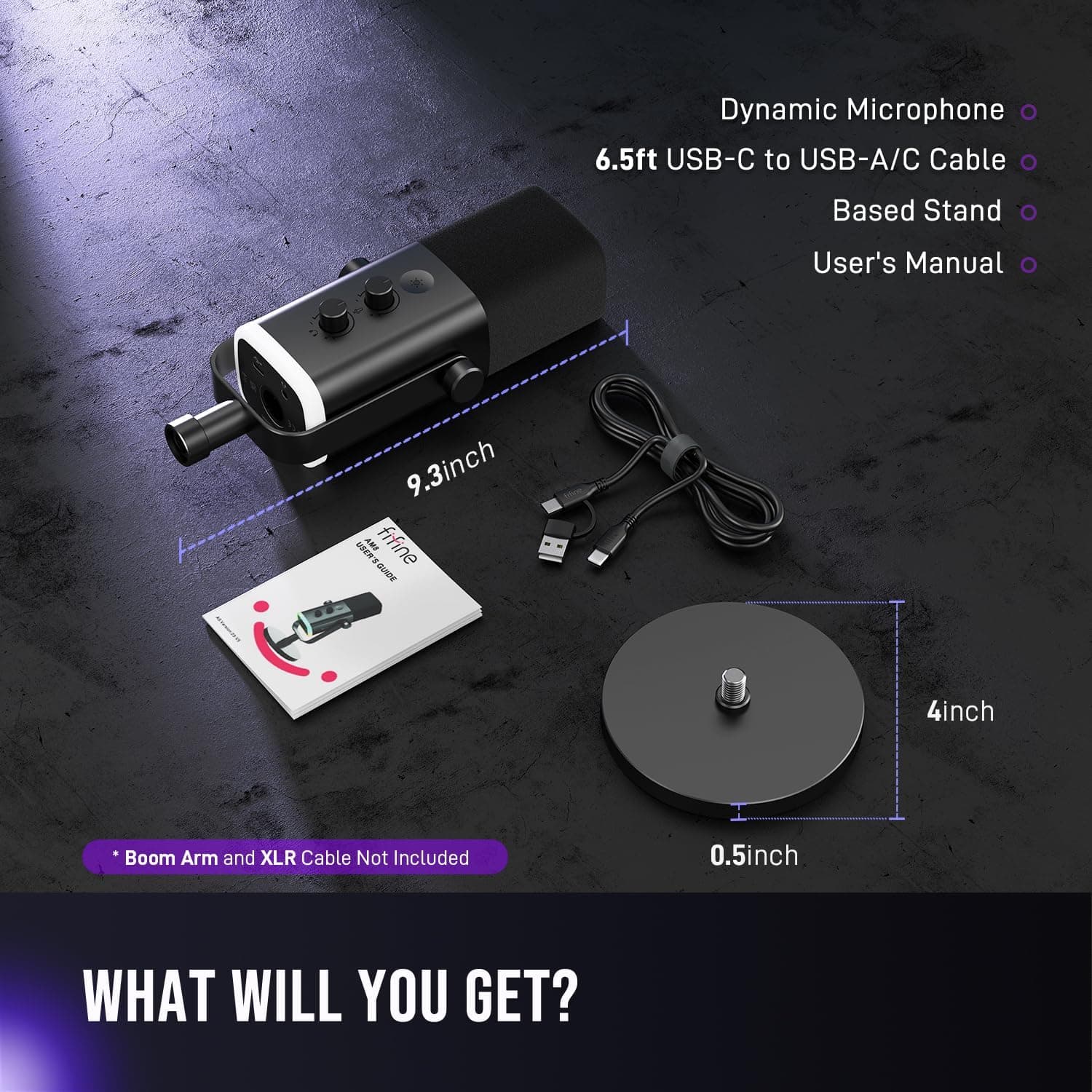 FIFINE AmpliGame AM8 USB/XLR Dynamic Microphone for Gaming Streaming | Podcast Mic with RGB Light, Mute Button, Headphones Jack, Desktop Stand, for Vocal Recording Singing YouTube