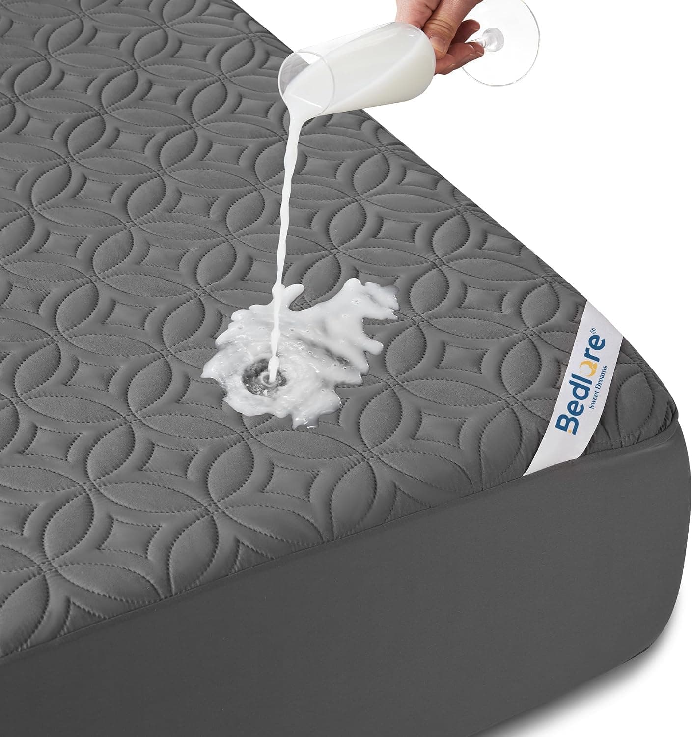 BEDLORE Waterproof Mattress Protector, Queen Size Mattress Pad Noiseless | Deep Pockets Fit 6"-18" Mattresses, Soft Breathable Dirt-proof Bed Mattress Cover Washable for Home, Bedroom, Hotel (Gray)