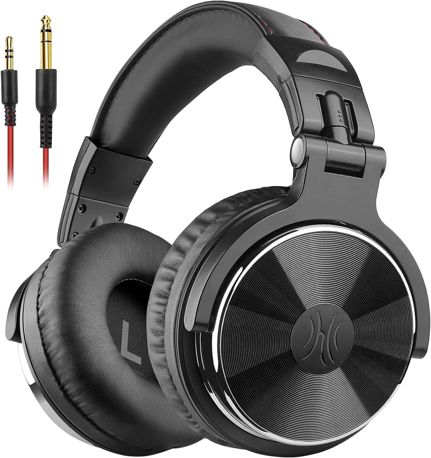 OneOdio Wired DJ Hi-Res Over-Ear Headphones for PC, Keyboard Guitar - Black | headphone with 50mm drivers, dual 3.5mm and 6.35mm jacks for studio monitoring, recording, podcasting, mixing and DJ use.