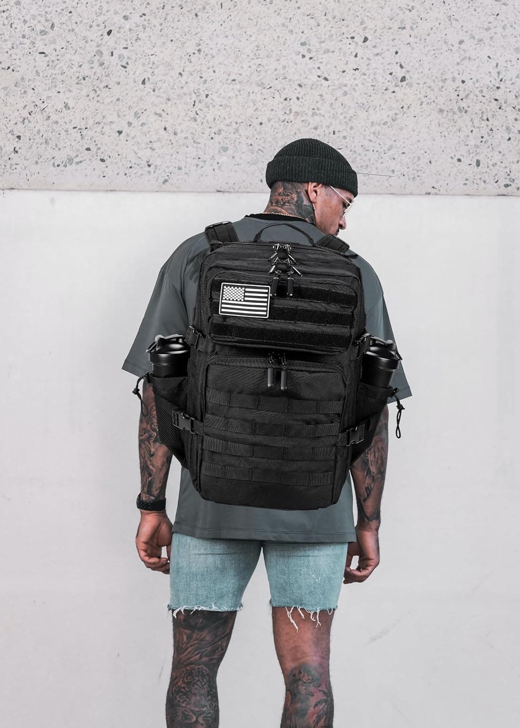 LHI Military Tactical Backpack for Men and Women 45L Army 3 Days Assault Pack Bag Large Rucksack with Molle System - Black