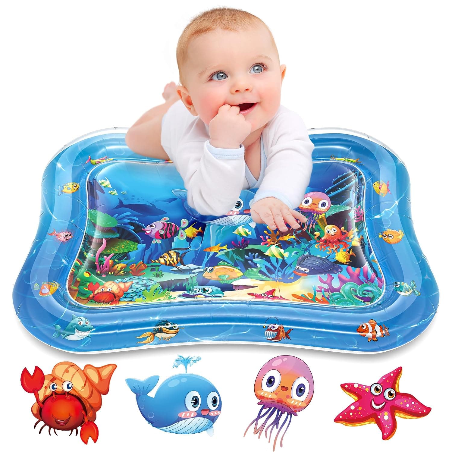 Infinno Inflatable Tummy Time Water Mat, Baby Sensory Toys 3-24 Months | Leakproof play surface, builds neck and core strength, fills and drains fast, portable design, easy travel