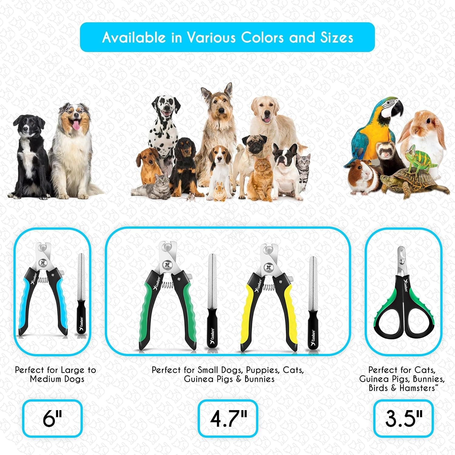 Candure Dog Nail Clippers and Trimmer with Safety Guard to Avoid Over-Cutting Toe Nails, Professional Grooming Pet Nail Clipper with Nail File for Small, Medium & Large Breeds | Pet Dog and Cat Nail Clipper