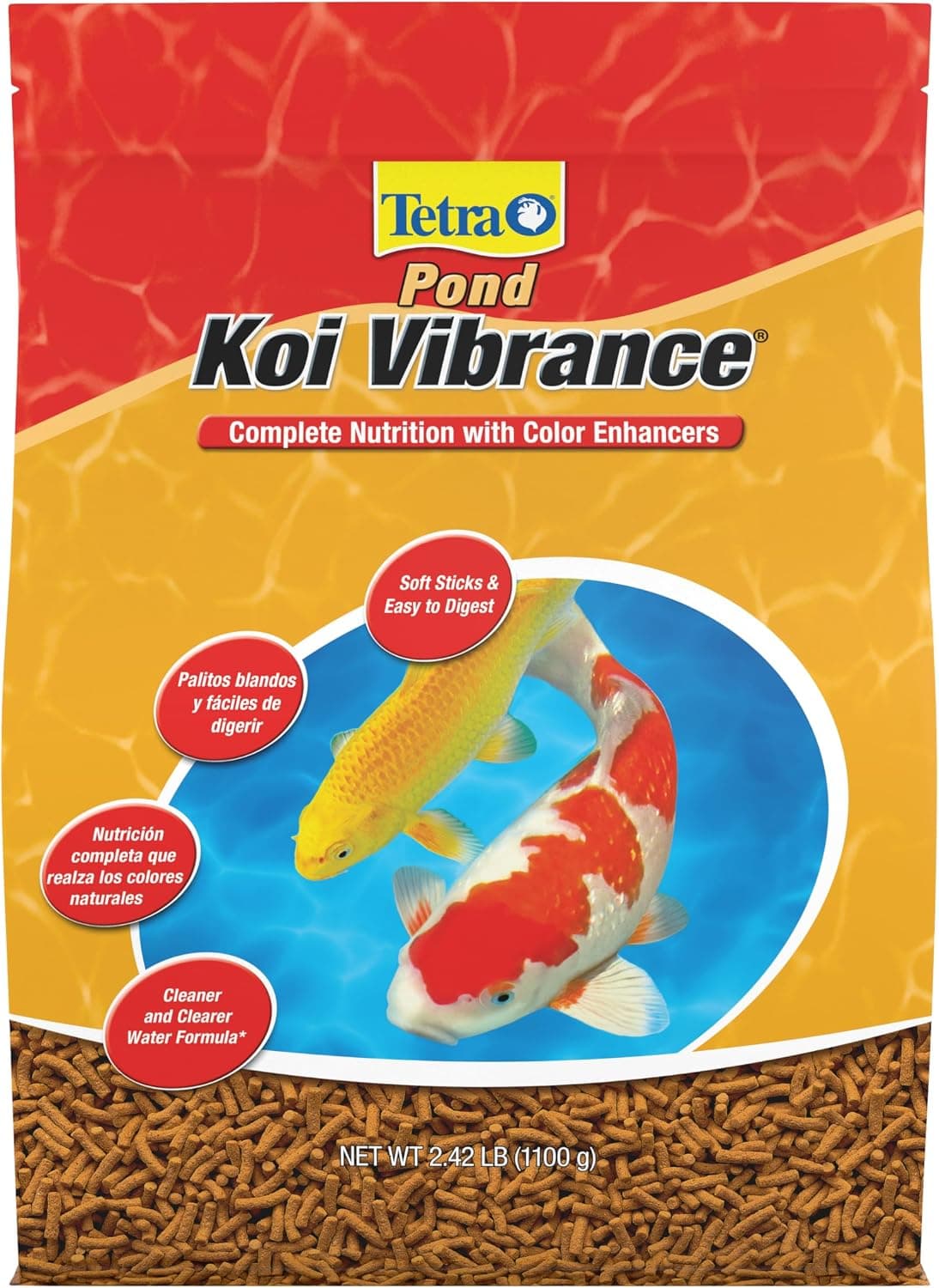 Tetra Pond Koi Vibrance Soft Sticks, Floating Pond Fish Food, 2.42 lbs | Daily Diet for Koi Fish and Ornamental Goldfish, Feed When Water is Above 50 Degrees, Highly Digestible, Clean & Clear Water