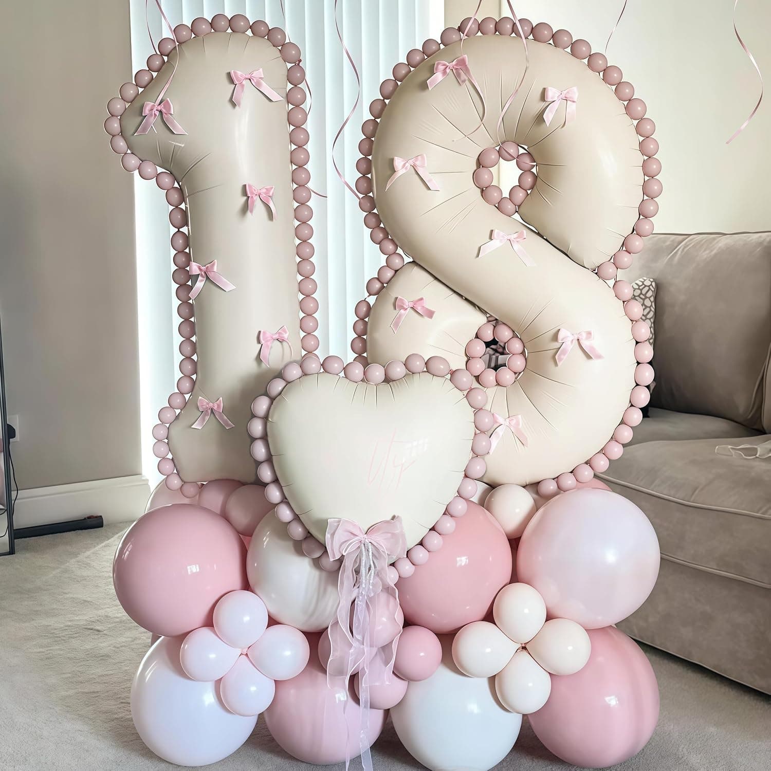 40 Inch Beige Number 1 Balloon for Fun to be One 1st Birthday Decorations | Large Cream White Helium Foil Number Balloons 0-9 Self Inflating for Boys Girls One Silly Goose Party Anniversary Supplies