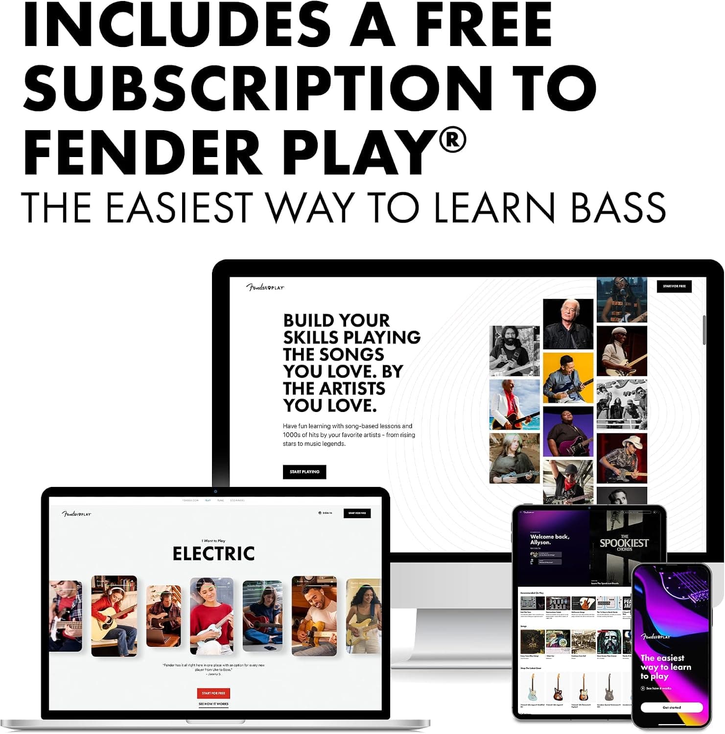 Fender Squier Debut Series Beginner Precision Bass Guitar Kit w/Amp, Black | Includes Rumble 15 amp, padded gig bag, cable, bass guitar starter kit, 2-year warranty, everything included