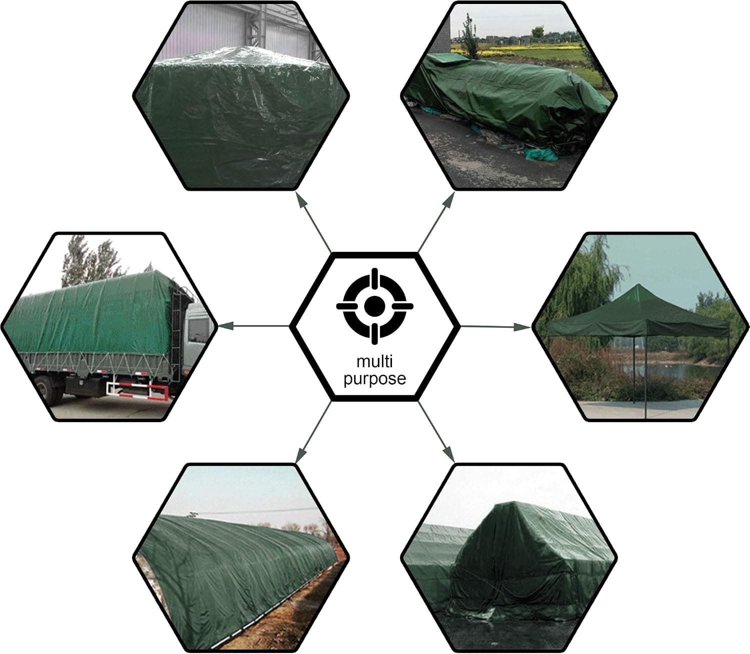 CARTMAN 8x10Ft Multipurpose Waterproof Poly Tarp Cover 8 Mil, Green | Reinforced edges, metal grommets every 36in, 10x10 weave, fits camping, emergency shelter, outdoor gear & cargo protection