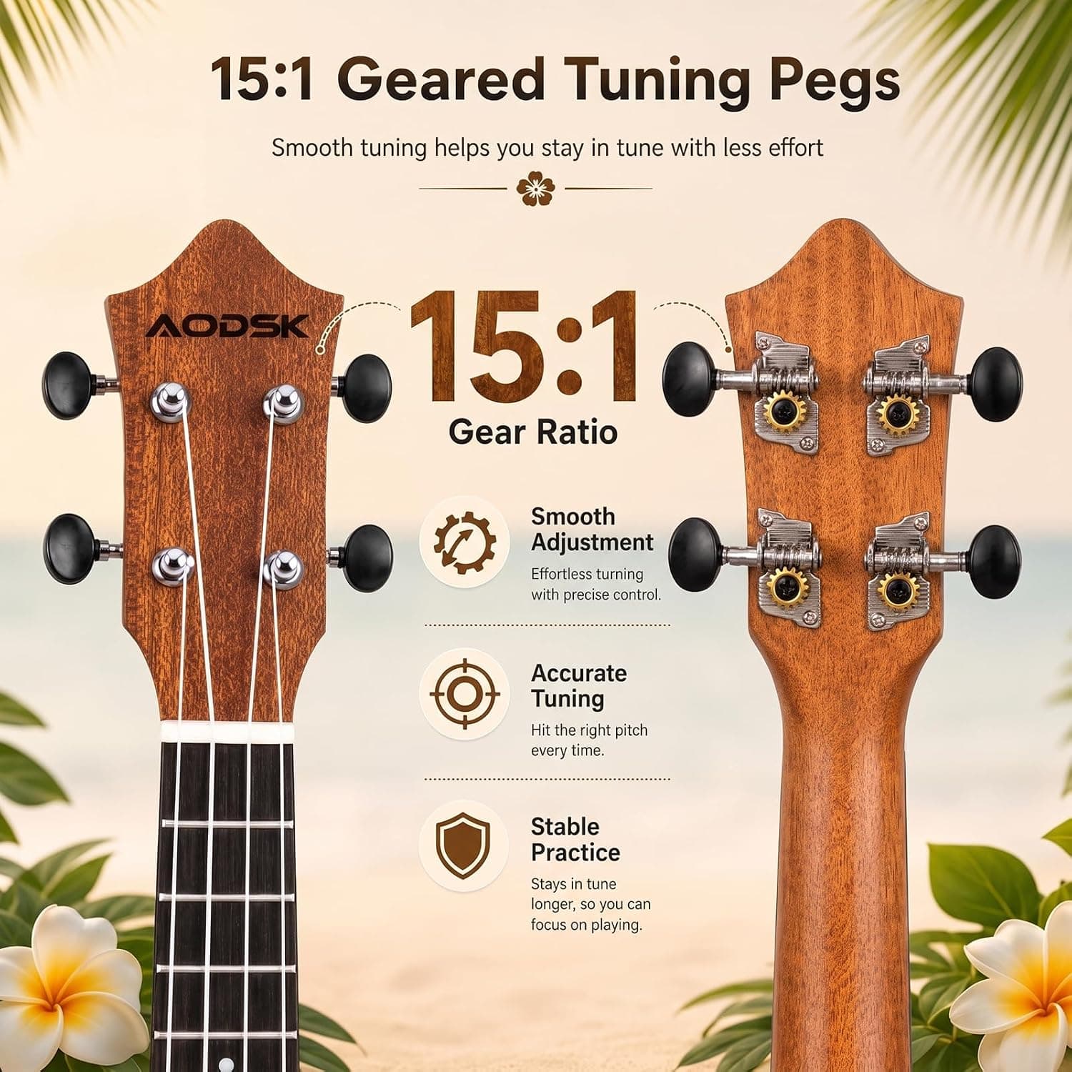 AODSK Soprano Ukulele for Beginner 21 Inch Ukelele Kit with Gig Bag StrapTuner Nylon String 4 Picks Cloth Online Lesson Holiday Gift