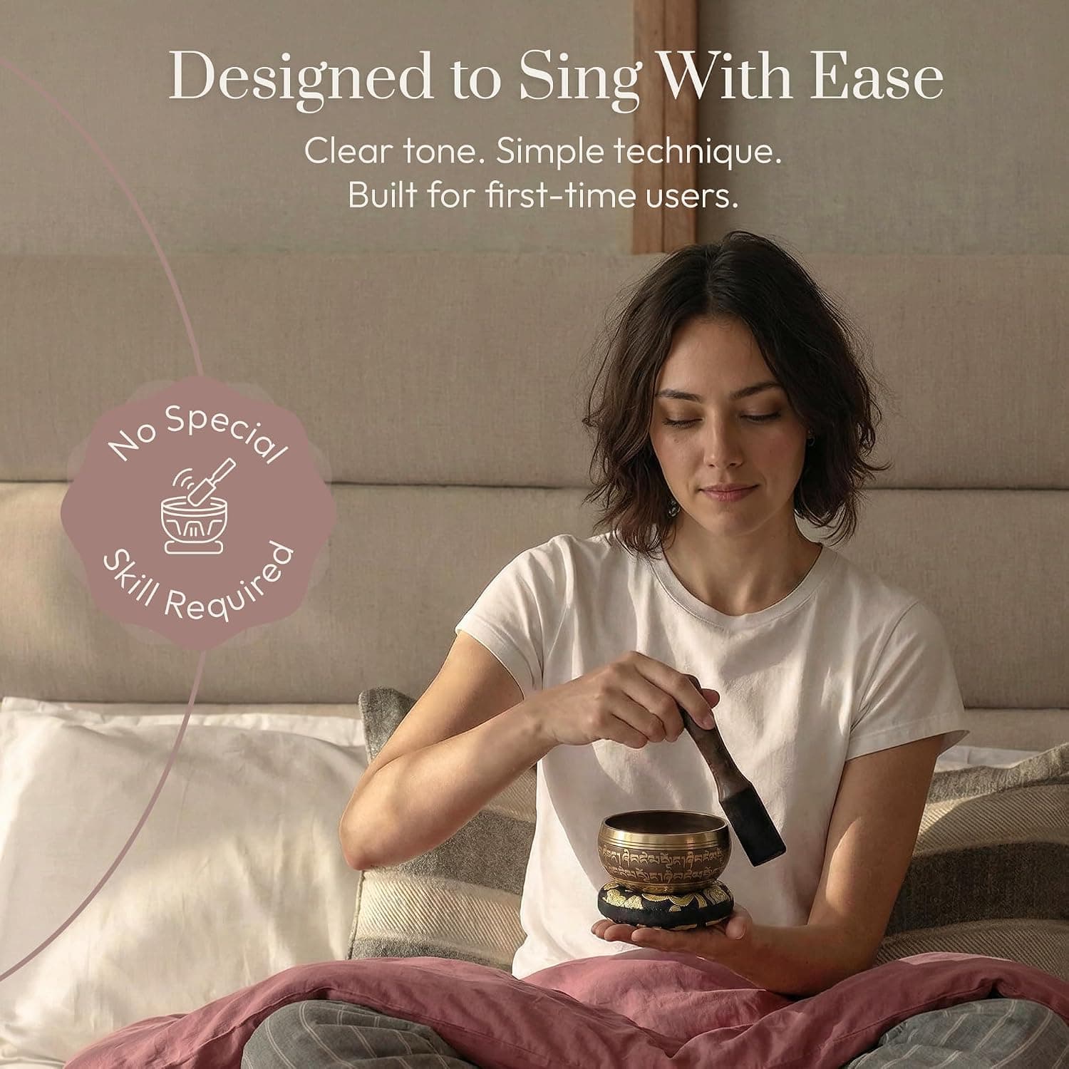 Tibetan Singing Bowl Set – Easy to Play & Beginner Friendly Meditation Bowl with Cushion & Mallet | Stress Relief & Mindfulness | Gift-Ready