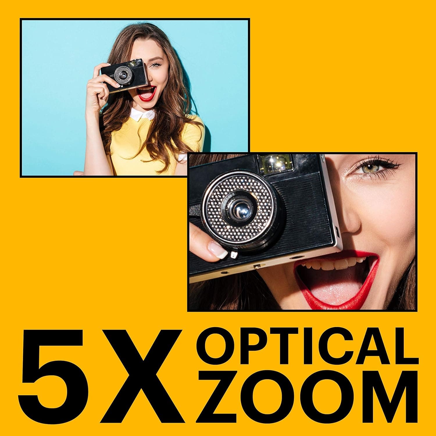 KODAK PIXPRO FZ55 16MP Compact Digital Camera, 5X Optical Zoom, Black | 1080p Full HD Video, 28mm Wide Angle Lens, 2.7 Inch LCD, Point and Shoot, Vlogging Camera, Li-Ion Battery