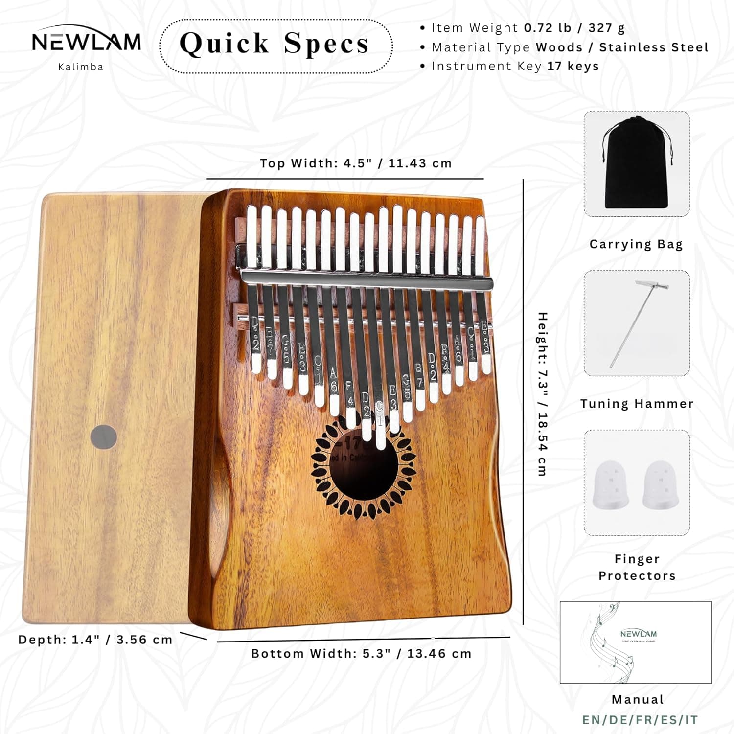 Newlam Kalimba Thumb Piano 17 Keys, Musical Gift for Kids and Adults