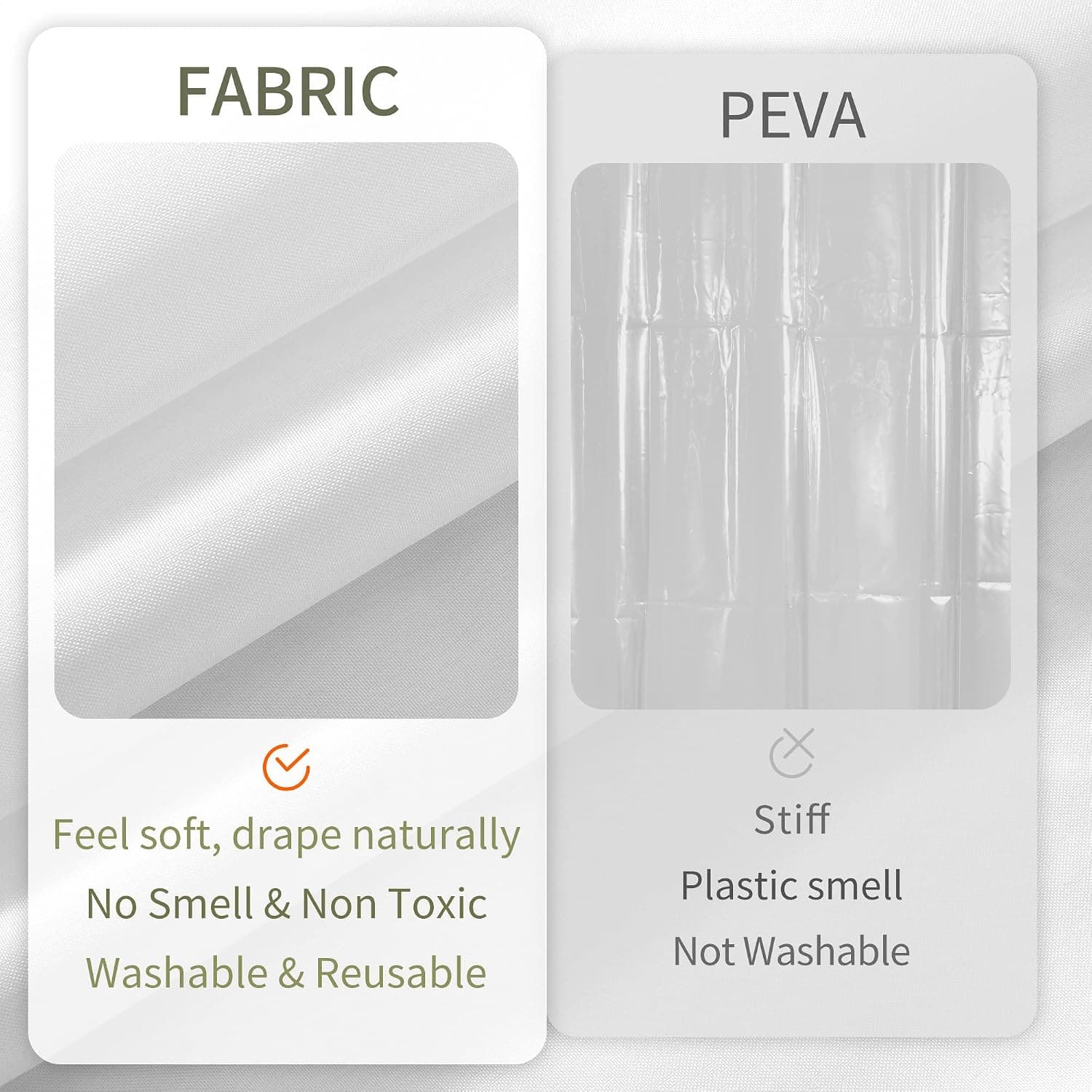 ALYVIA SPRING Waterproof Fabric Shower Curtain or Liner White, 72x72 | 3 Magnets, Soft Cloth & Hotel Quality, Machine Washable, Light-Weight, Standard Size