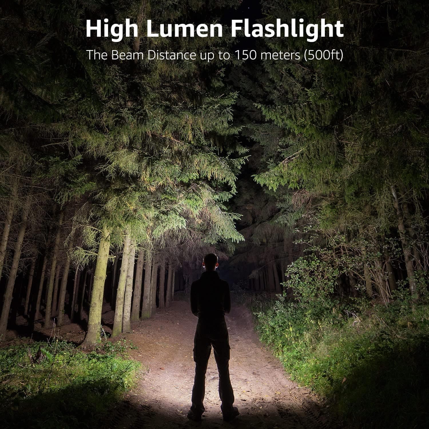 Lepro Lighting Ever LED Flashlight, High Lumens Waterproof Adjustable Focus | Small, lightweight. For outdoor, camping, emergency, tactical use. AAA batteries included. Adjustable zoom focus.
